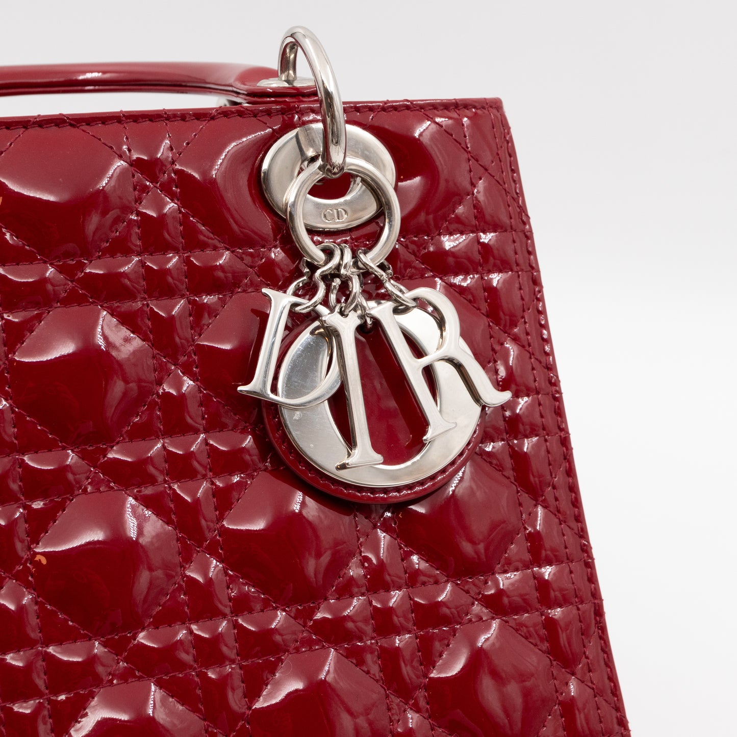 Lady Dior Medium Dark Red Patent Leather