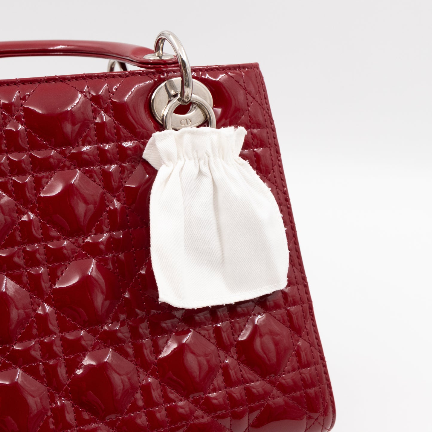 Lady Dior Medium Dark Red Patent Leather