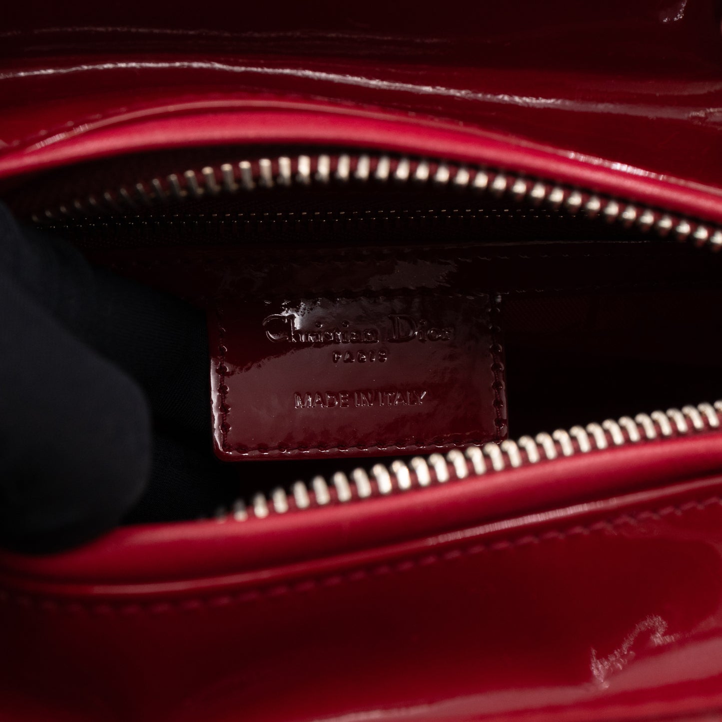 Lady Dior Medium Dark Red Patent Leather