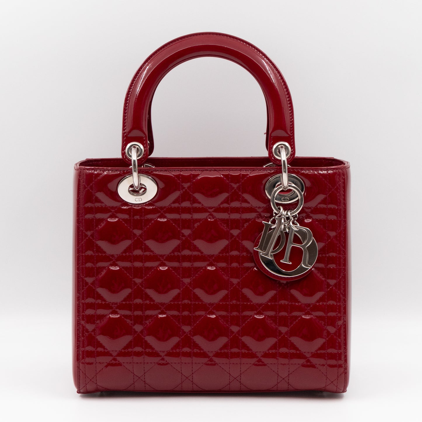 Lady Dior Medium Dark Red Patent Leather