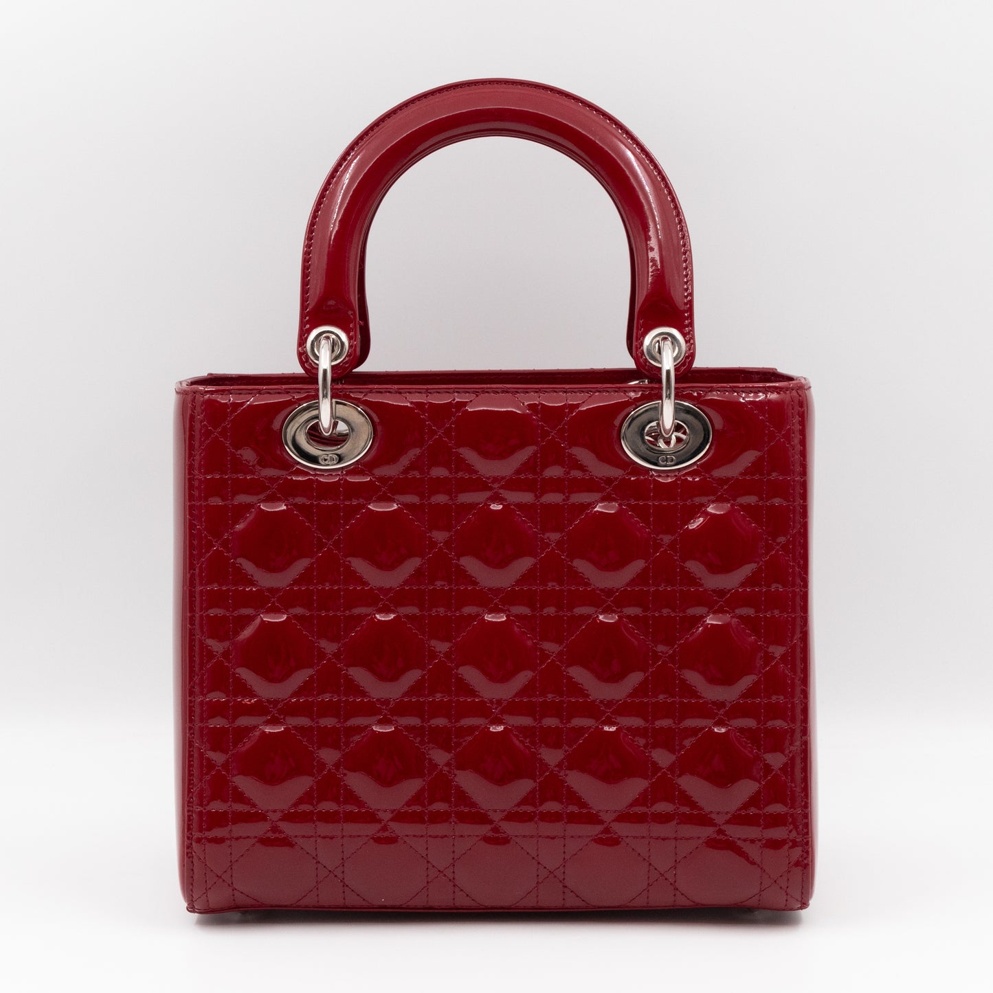 Lady Dior Medium Dark Red Patent Leather