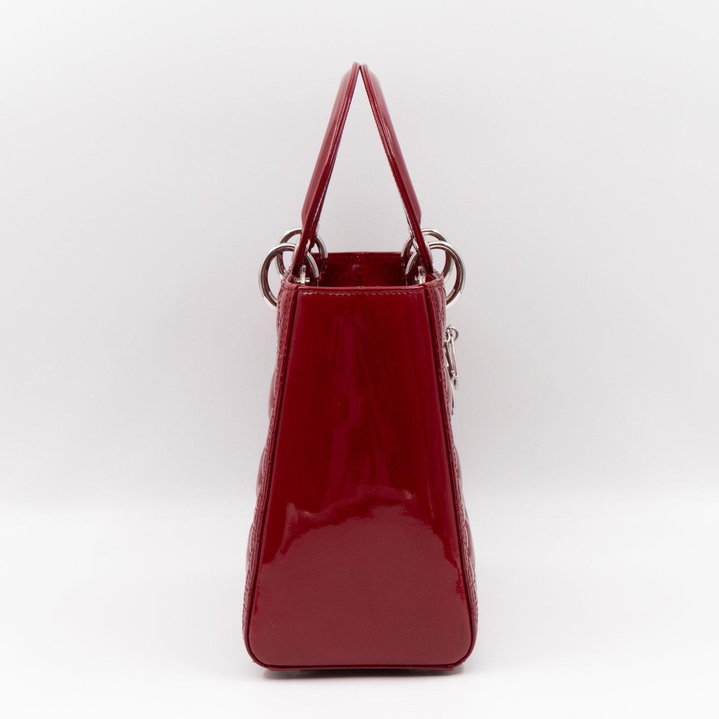 Lady Dior Medium Dark Red Patent Leather