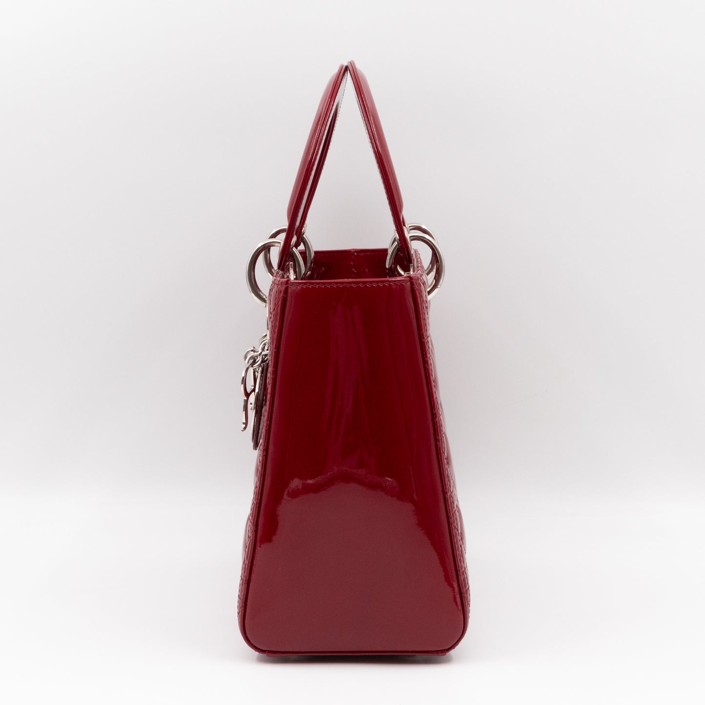 Lady Dior Medium Dark Red Patent Leather