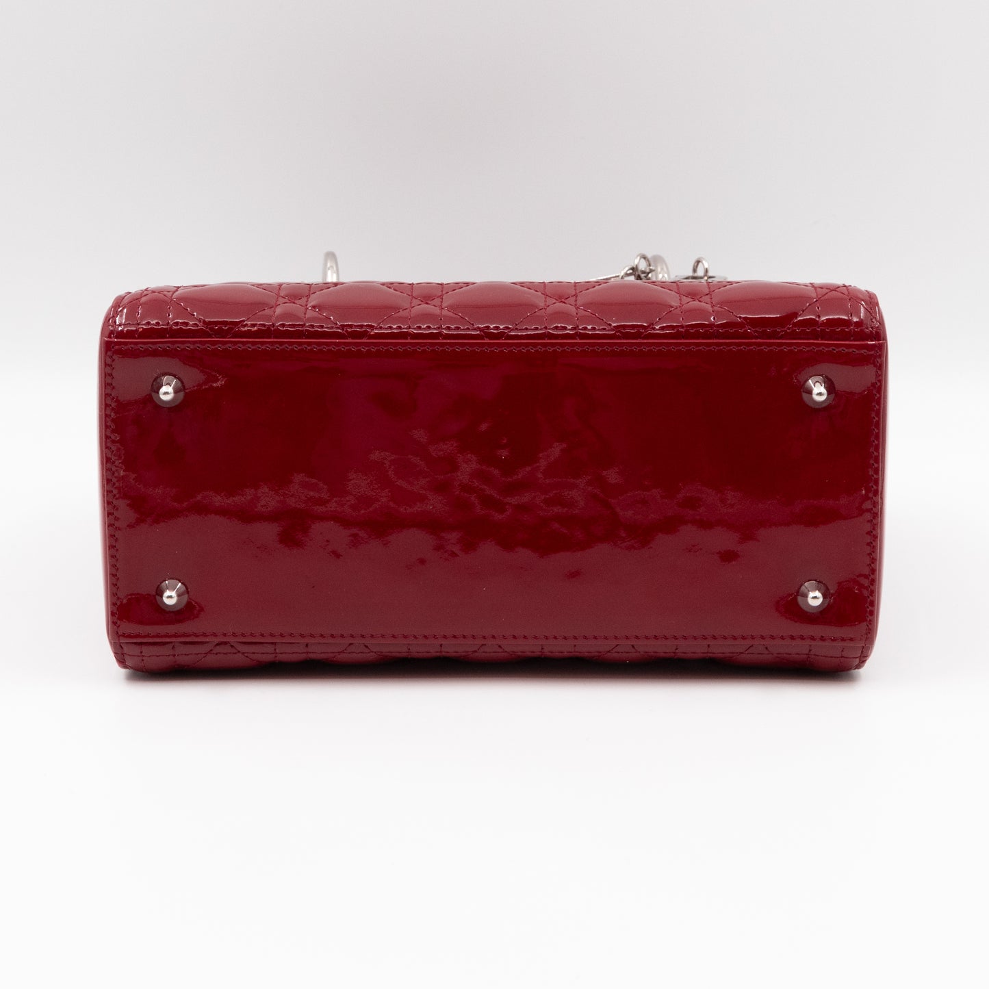 Lady Dior Medium Dark Red Patent Leather