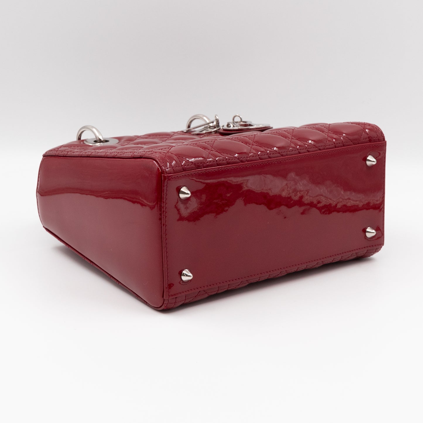 Lady Dior Medium Dark Red Patent Leather