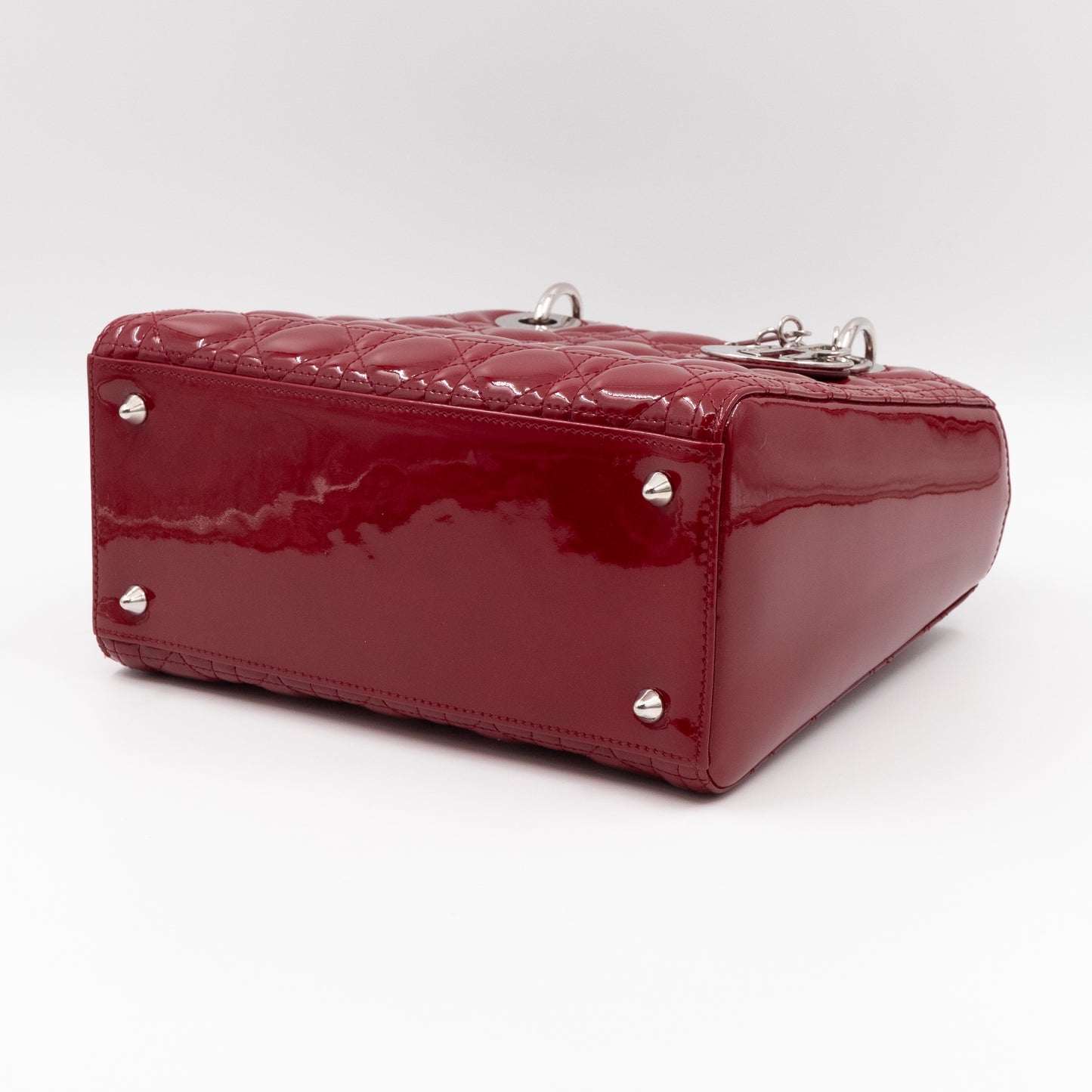 Lady Dior Medium Dark Red Patent Leather