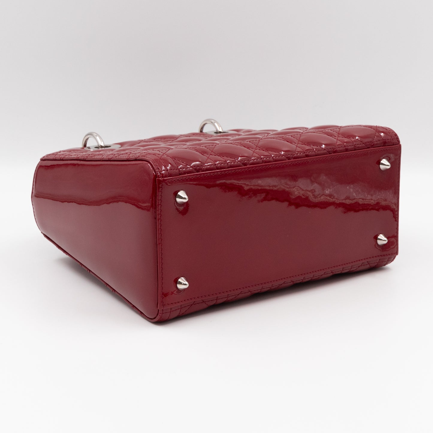 Lady Dior Medium Dark Red Patent Leather