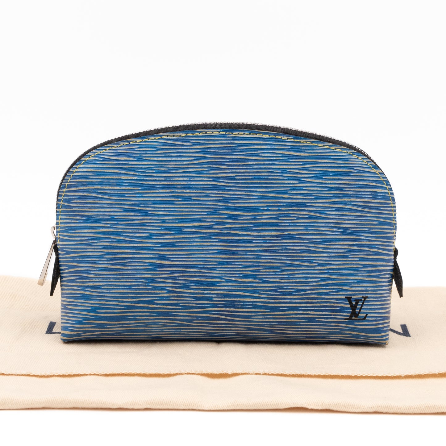 Cosmetic Pouch PM Epi Leather Denim Blue