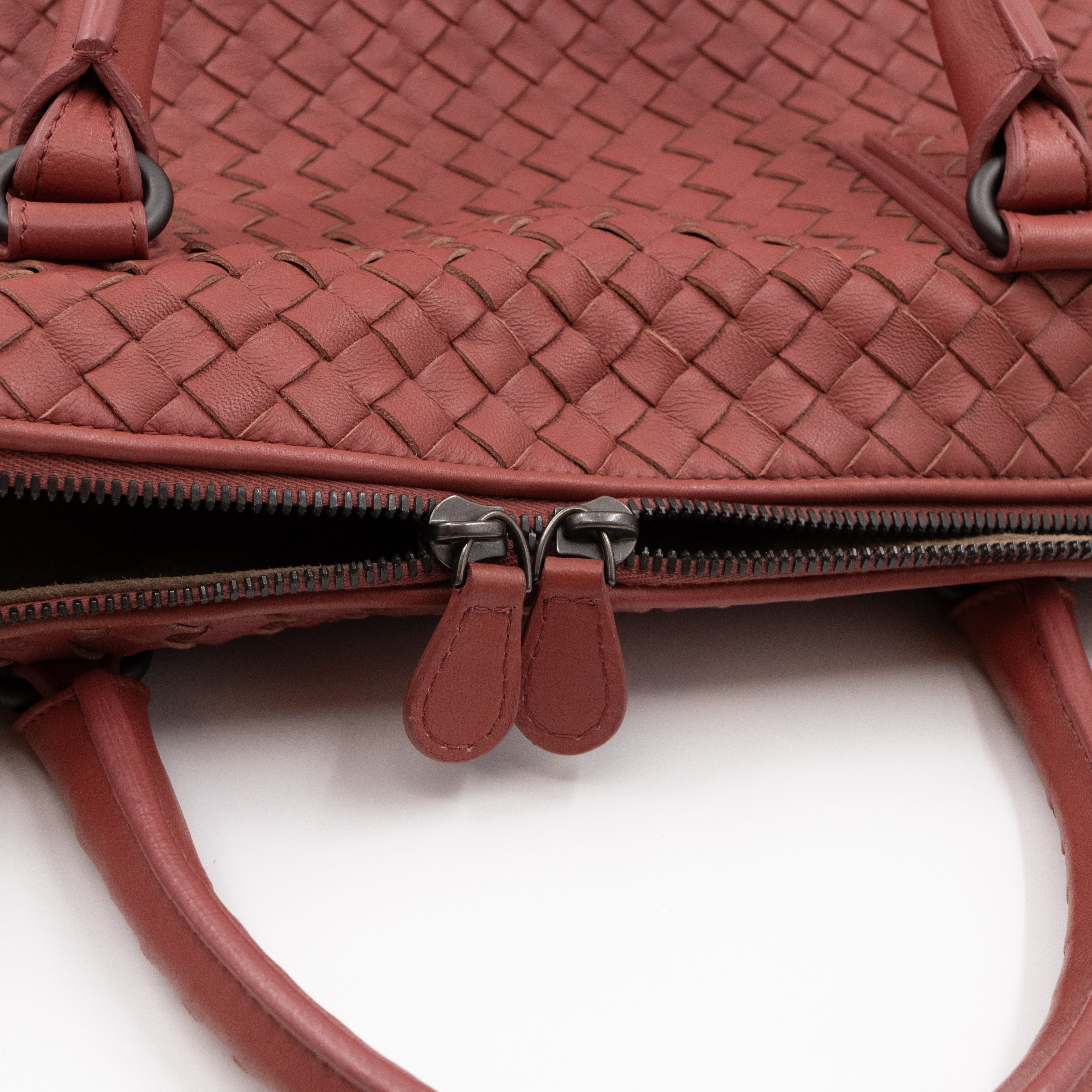 Large Convertible Tote Bag Intrecciato Brick Brown Leather