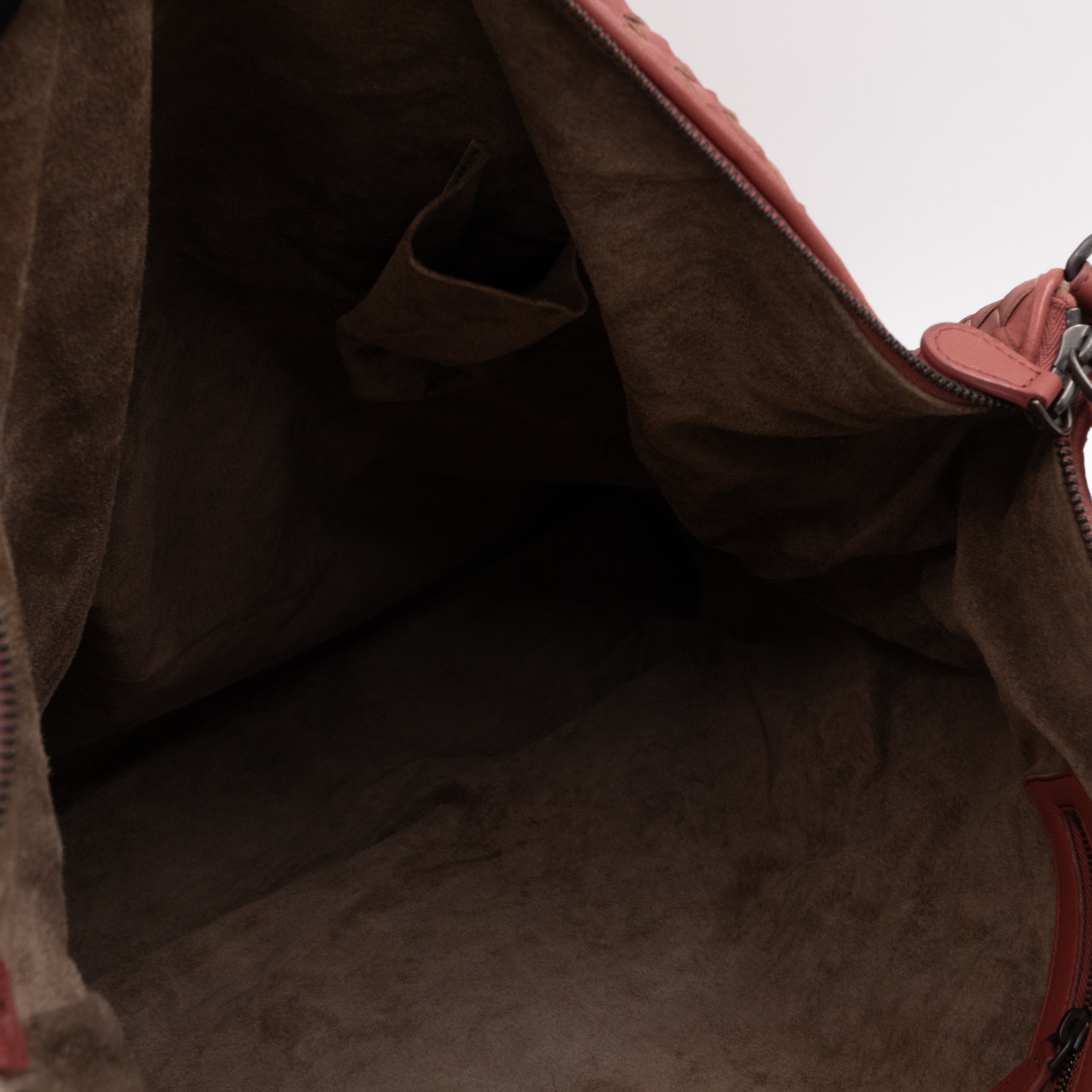 Large Convertible Tote Bag Intrecciato Brick Brown Leather