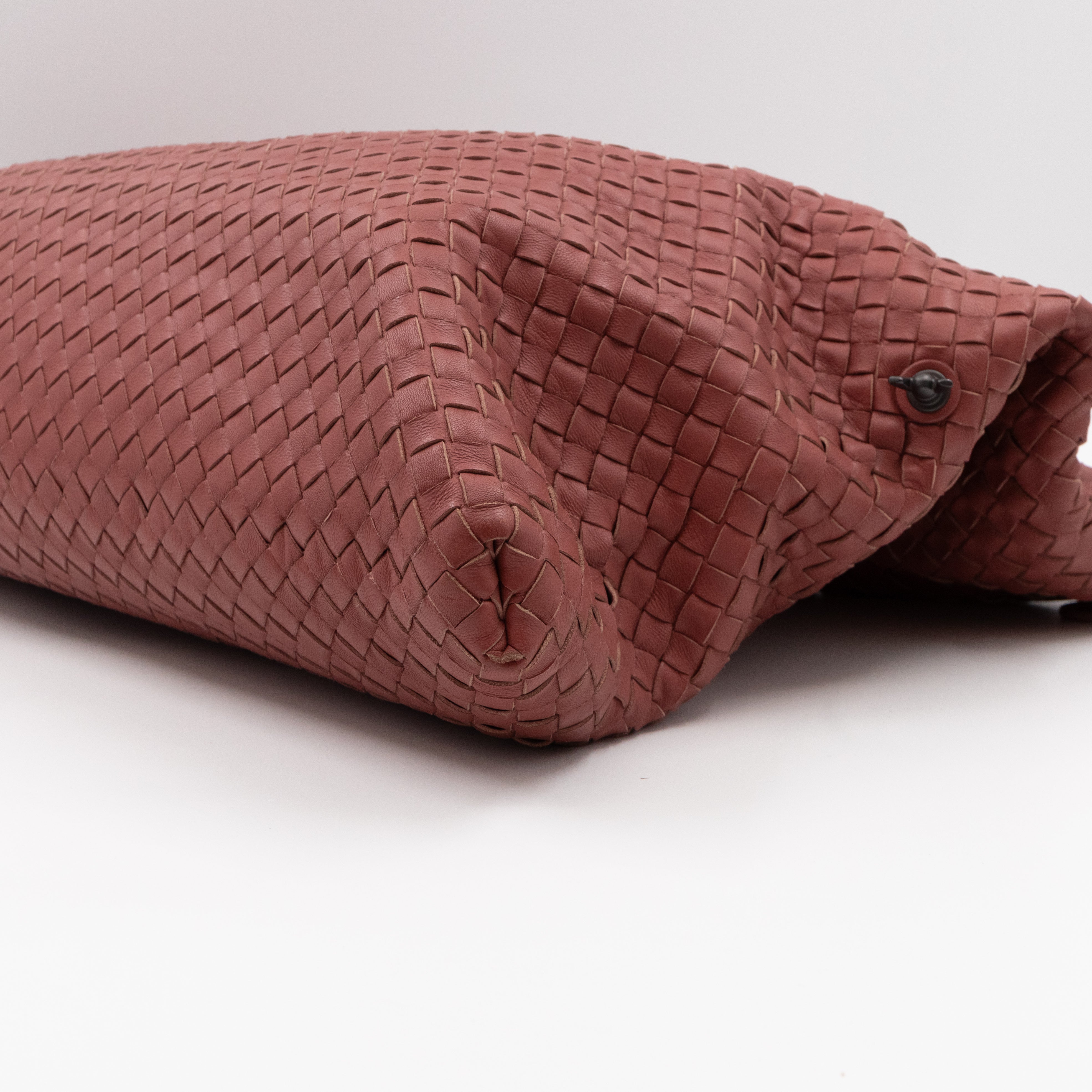 Large Convertible Tote Bag Intrecciato Brick Brown Leather