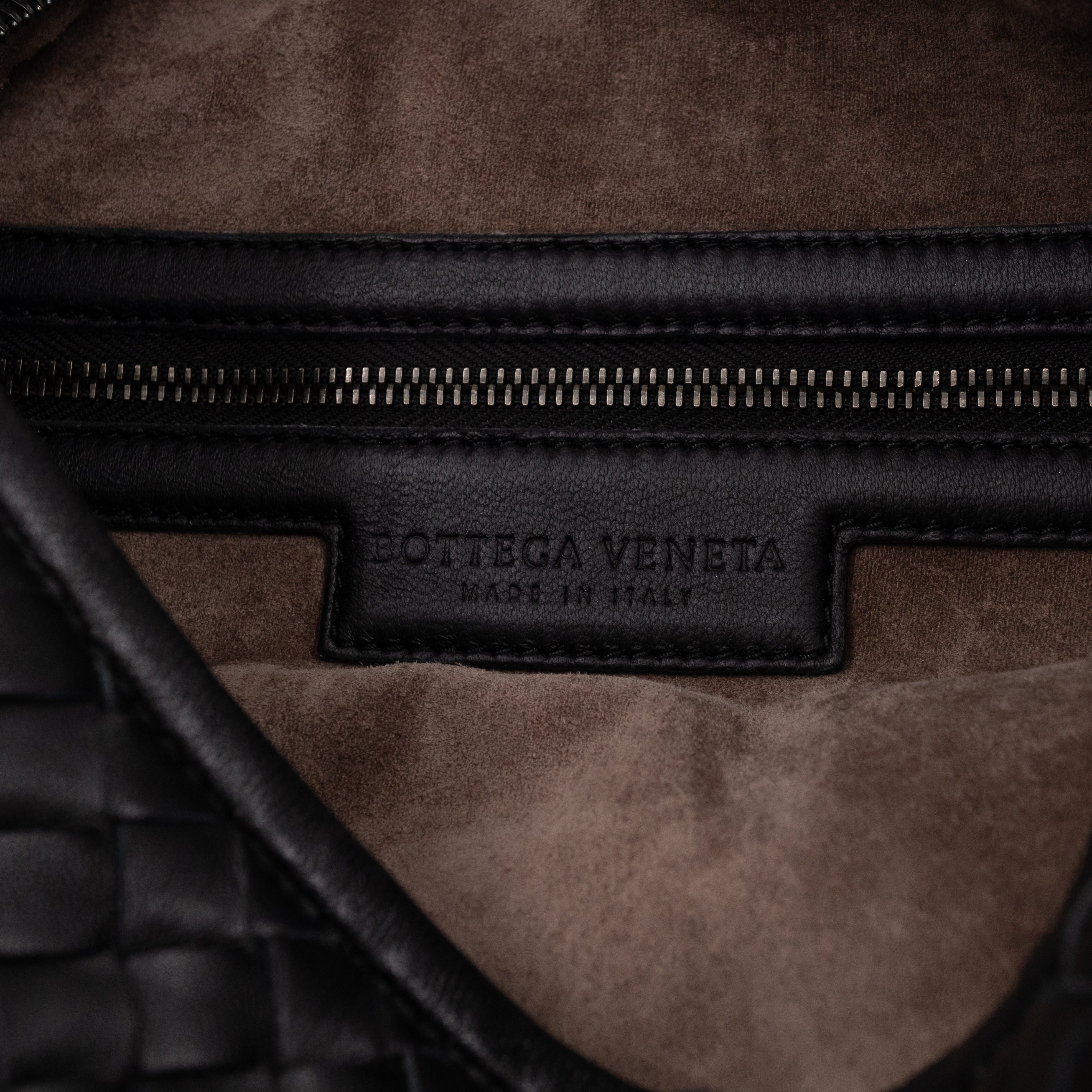 Belly Hobo Bag Intrecciato Black Leather