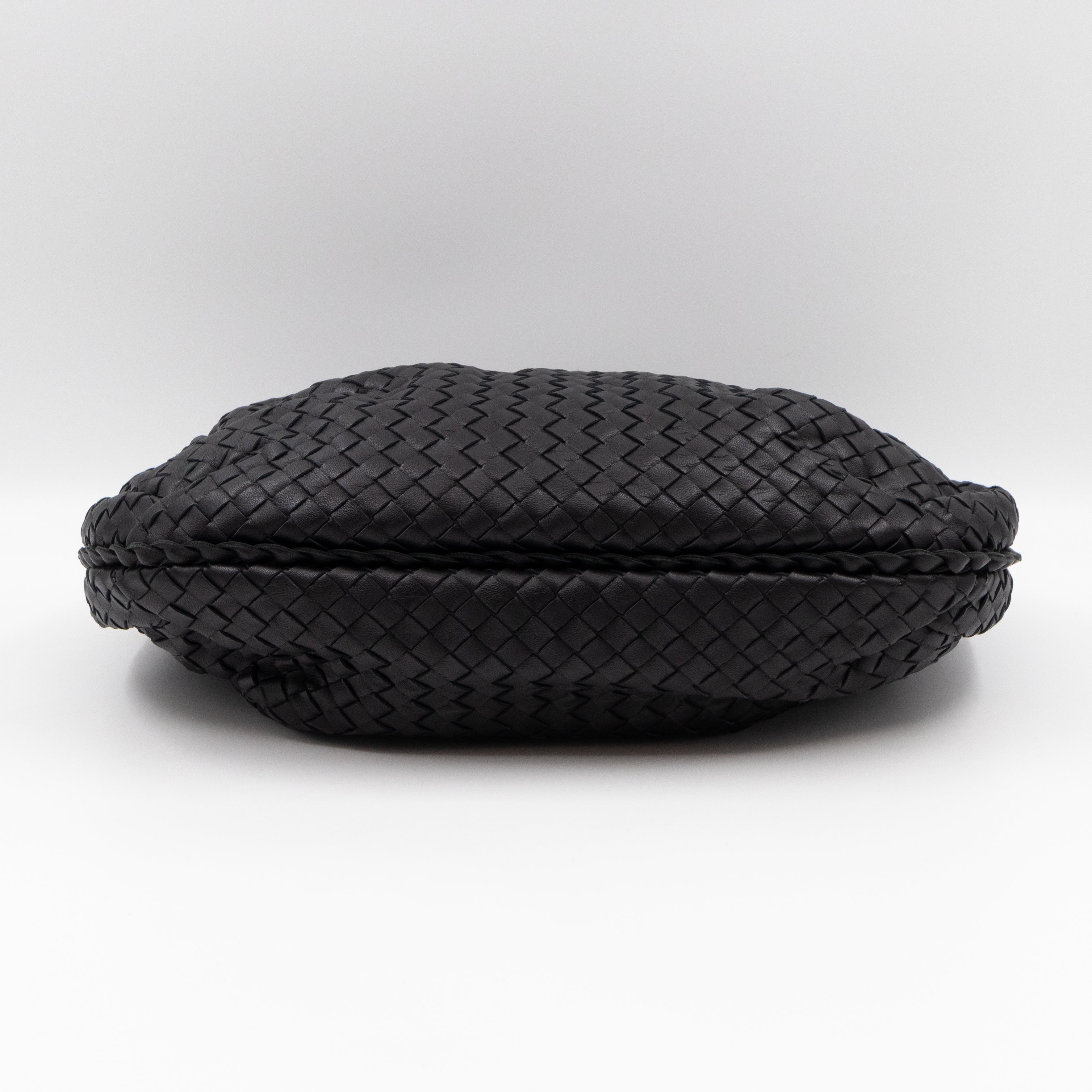 Belly Hobo Bag Intrecciato Black Leather