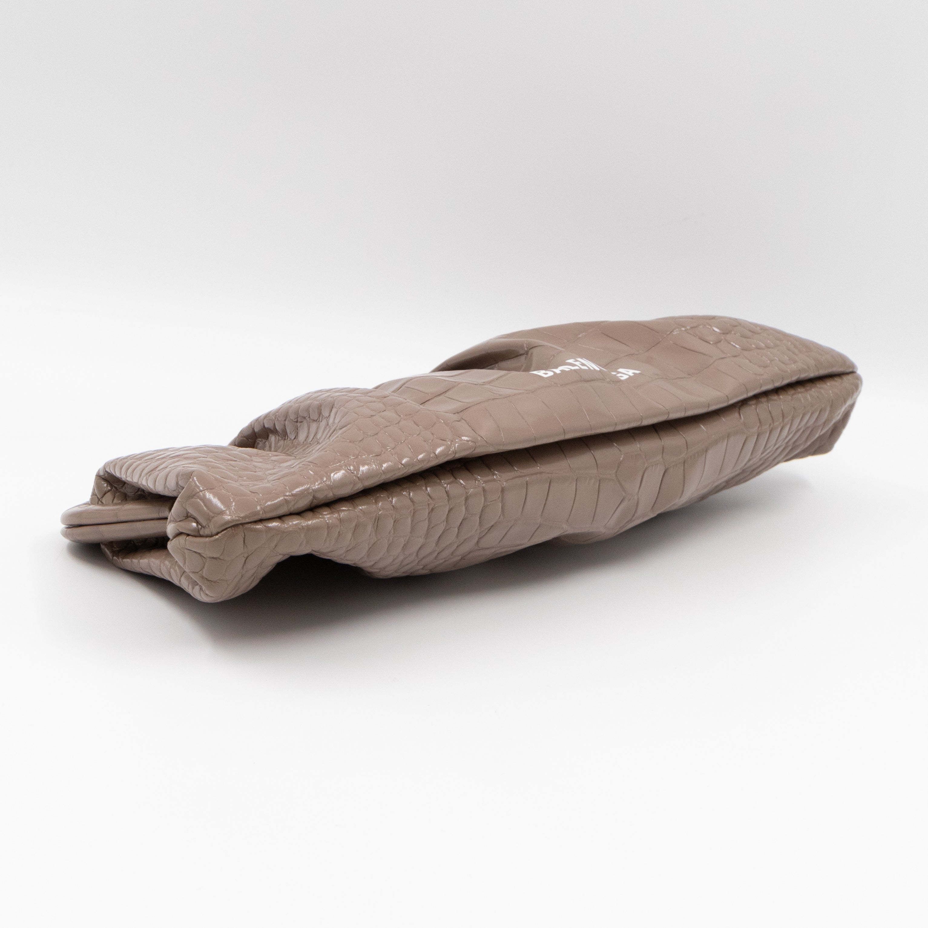 Cloud XL Clutch Bag Beige Croc Embossed Patent Leather