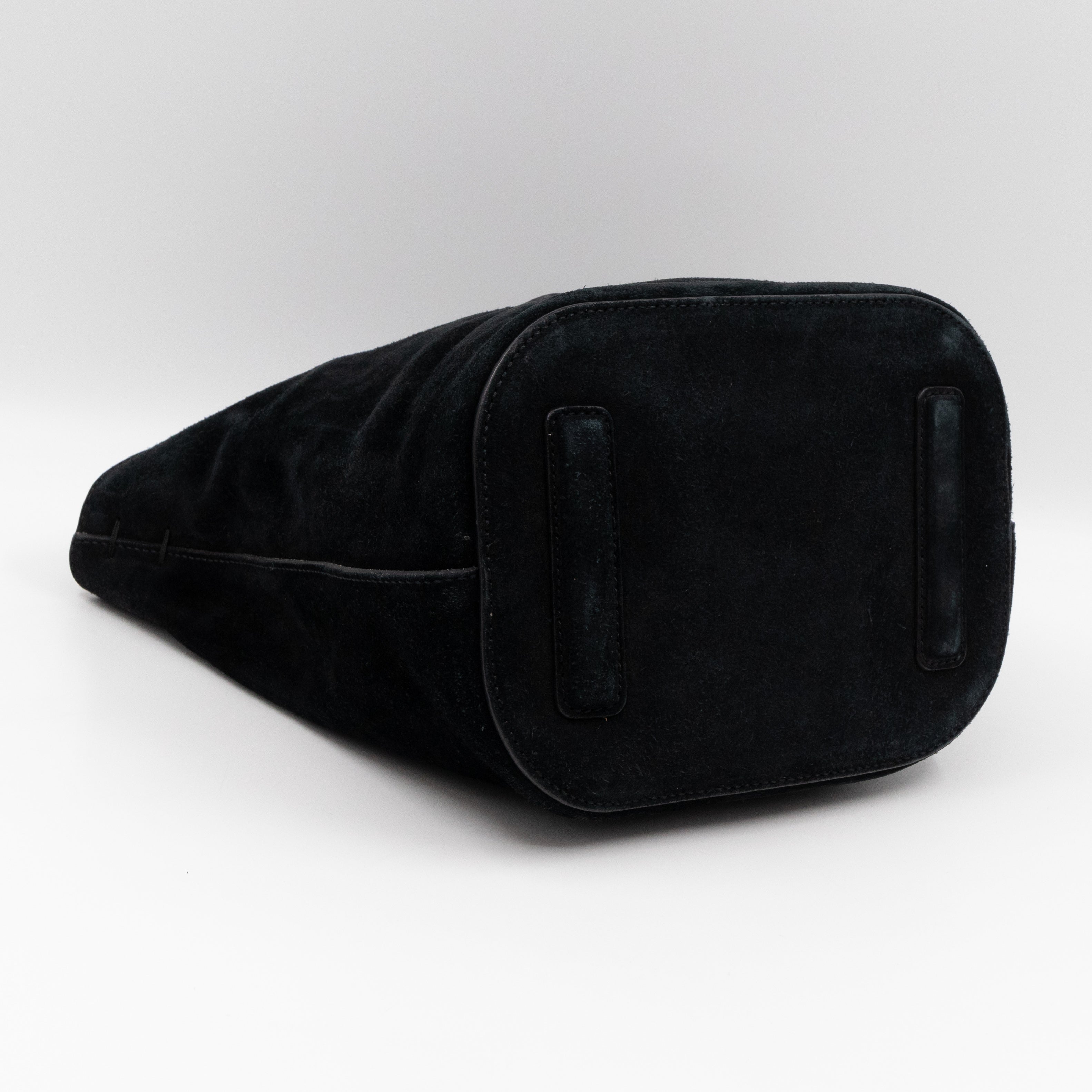 Small Jackie Soft Bucket Bag Black Suede Leather