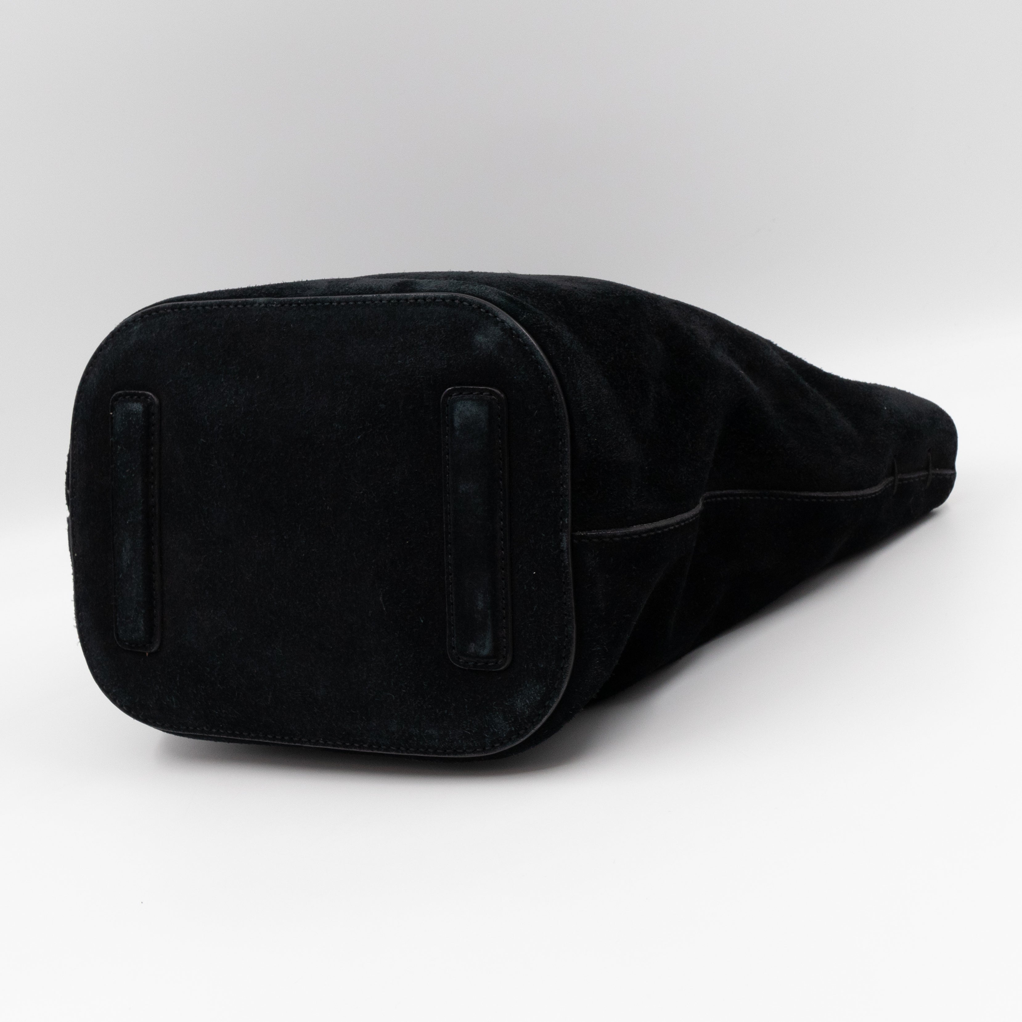 Small Jackie Soft Bucket Bag Black Suede Leather