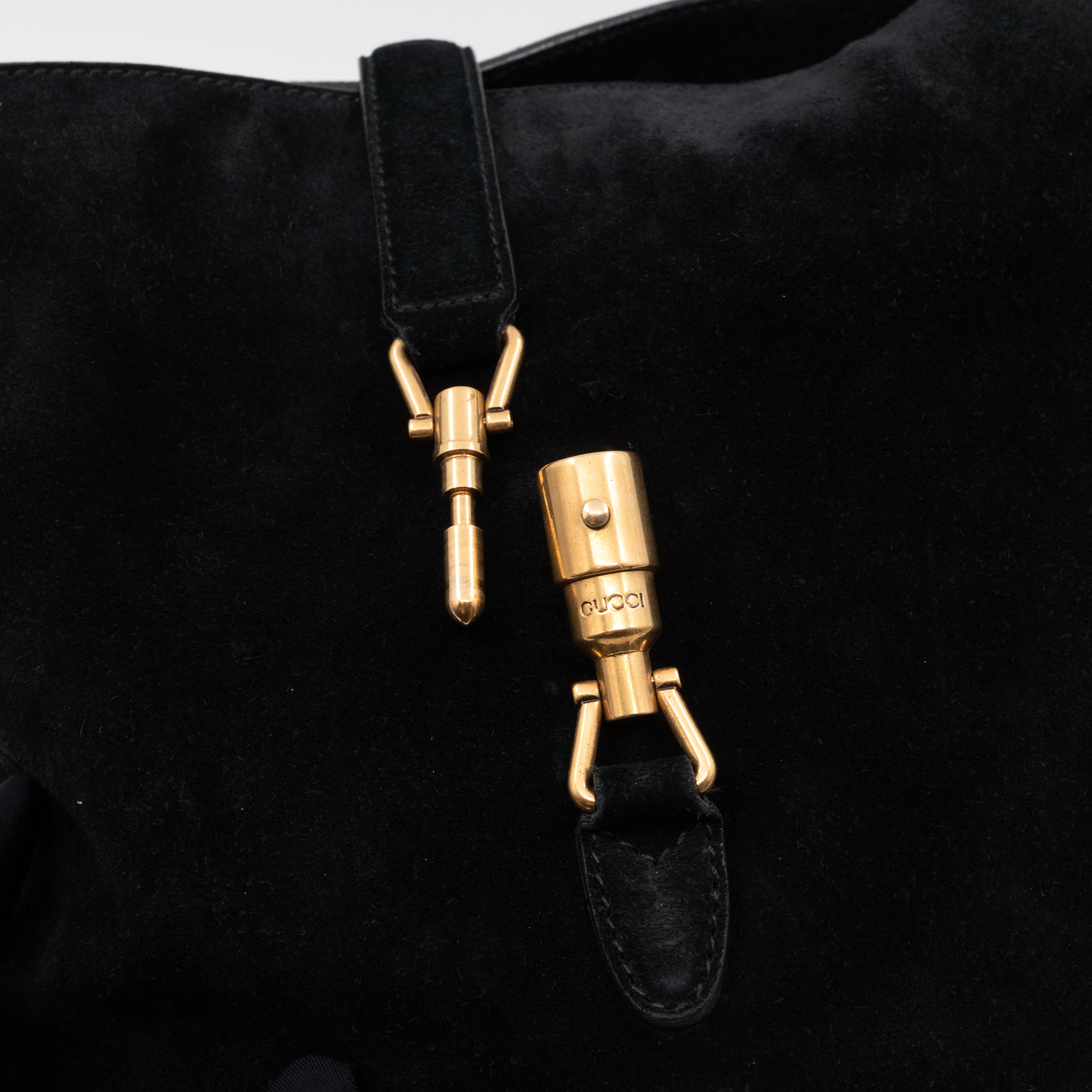 Small Jackie Soft Bucket Bag Black Suede Leather