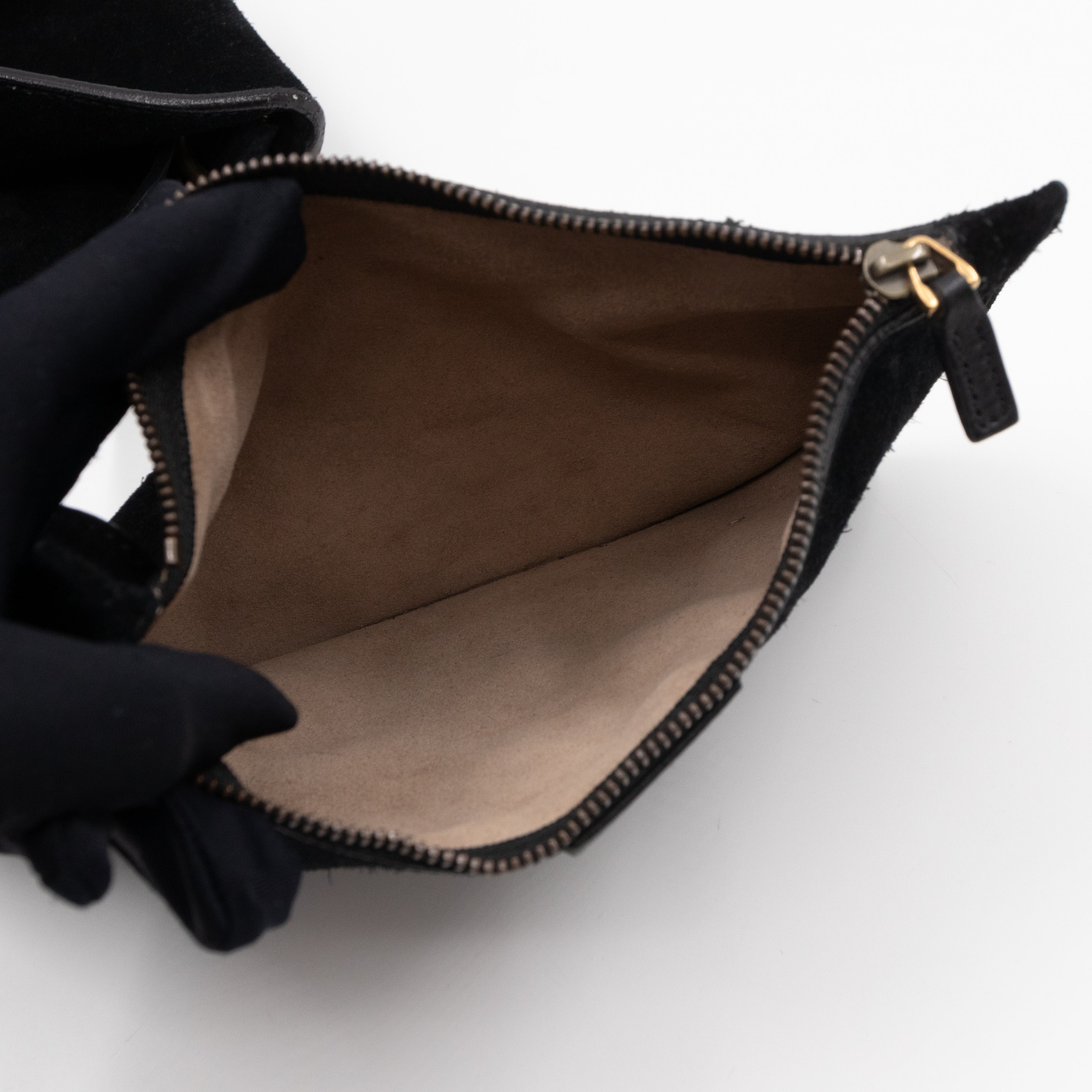 Small Jackie Soft Bucket Bag Black Suede Leather