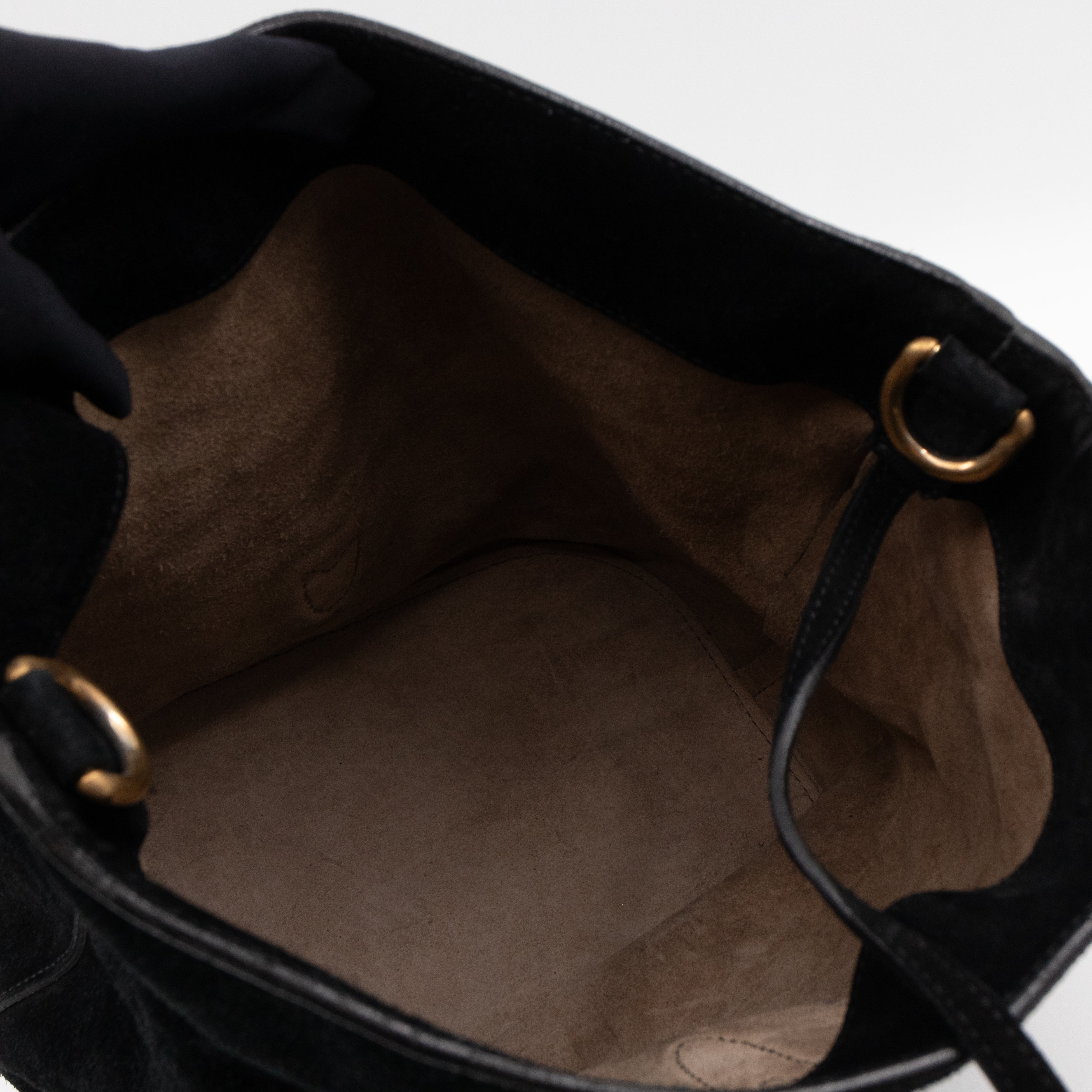Small Jackie Soft Bucket Bag Black Suede Leather