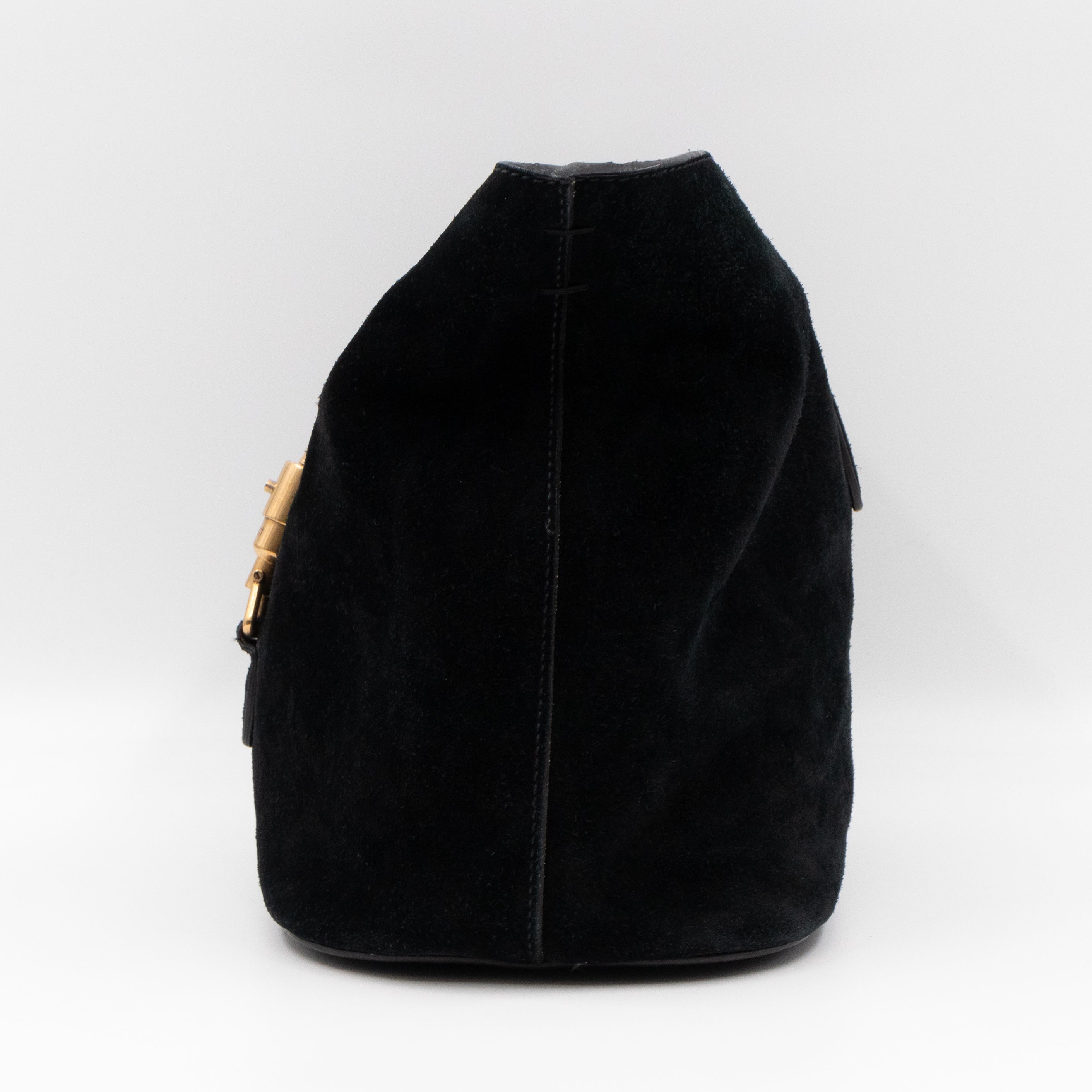 Small Jackie Soft Bucket Bag Black Suede Leather