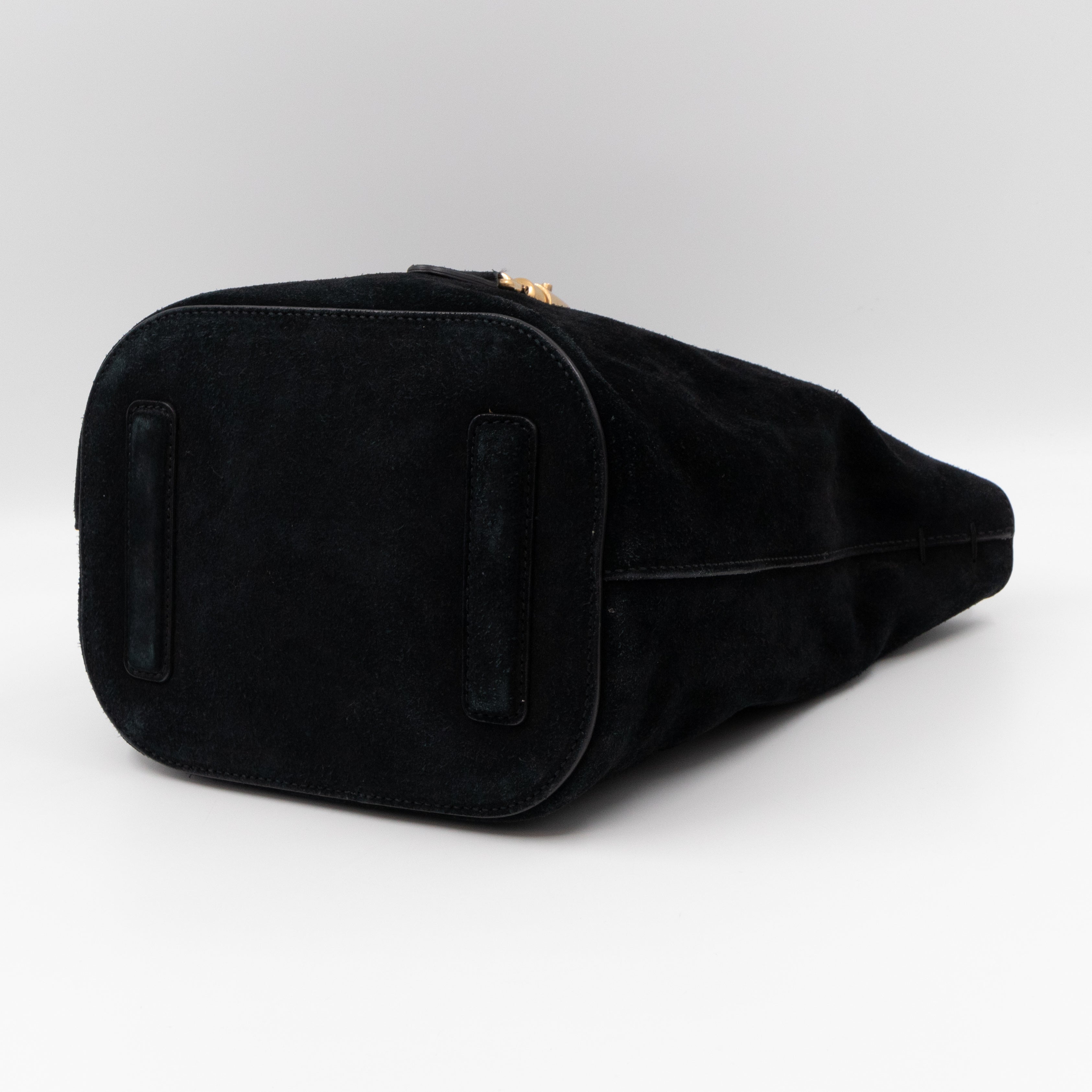 Small Jackie Soft Bucket Bag Black Suede Leather