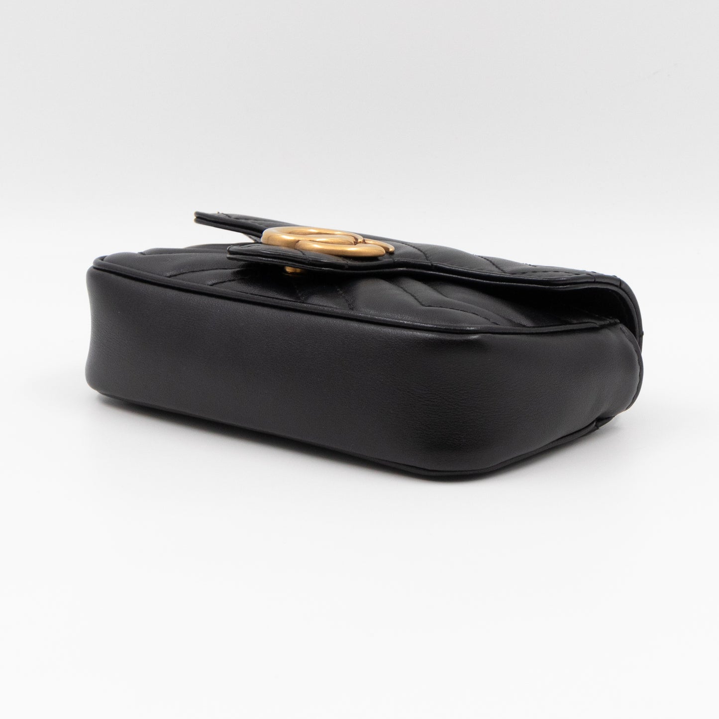 GG Marmont Matelassé Super Mini Black Leather