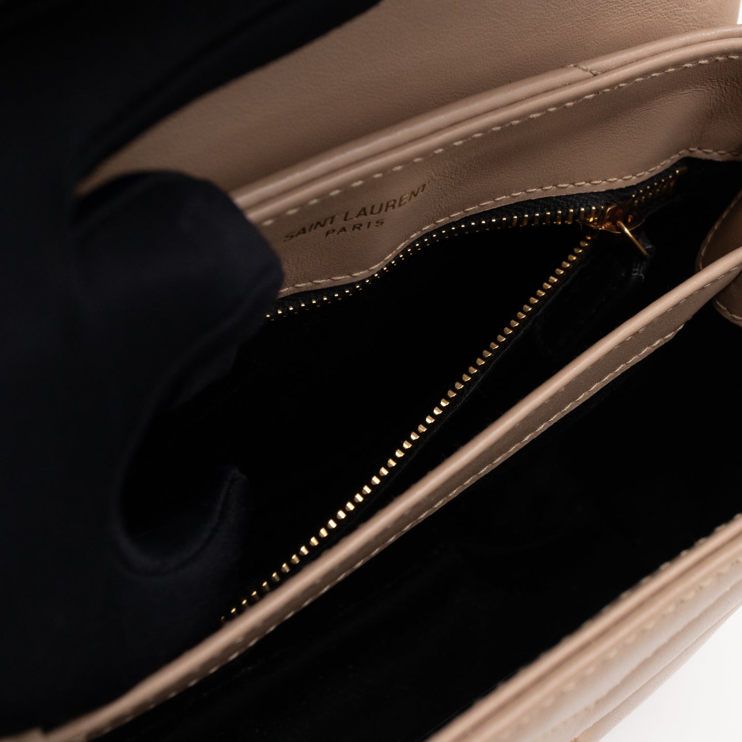 Loulou Toy Strap Bag Dark Beige Leather