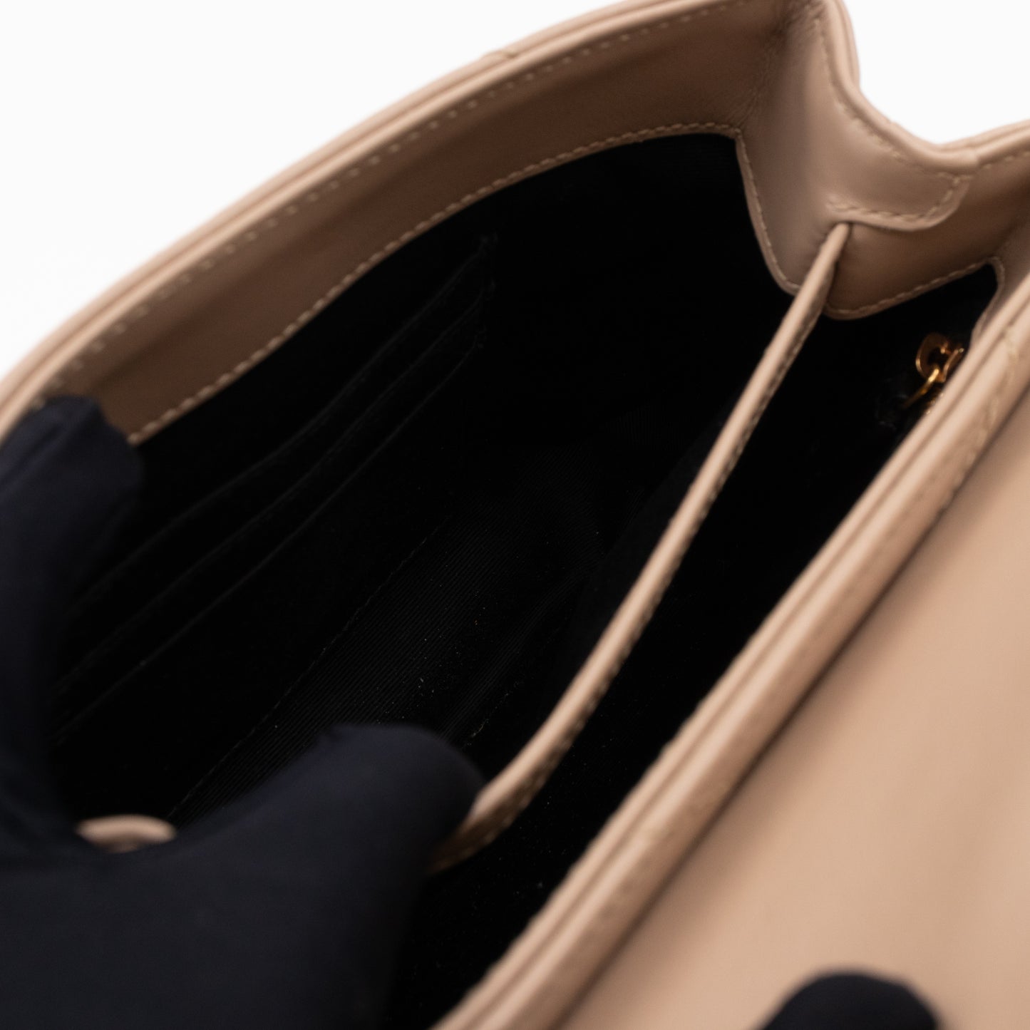 Loulou Toy Strap Bag Dark Beige Leather