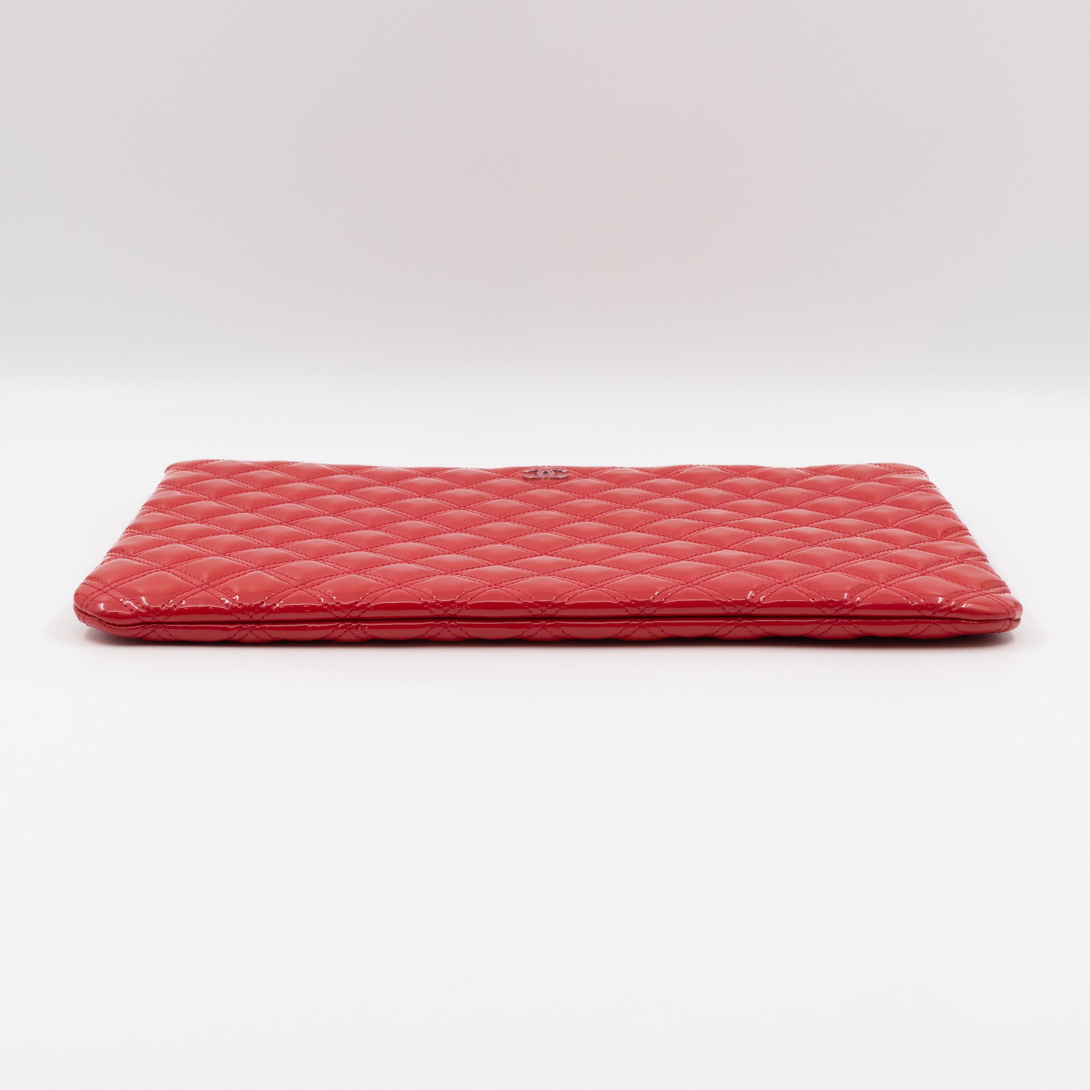Classic Large O Case Red Patent Leather Double Stitching