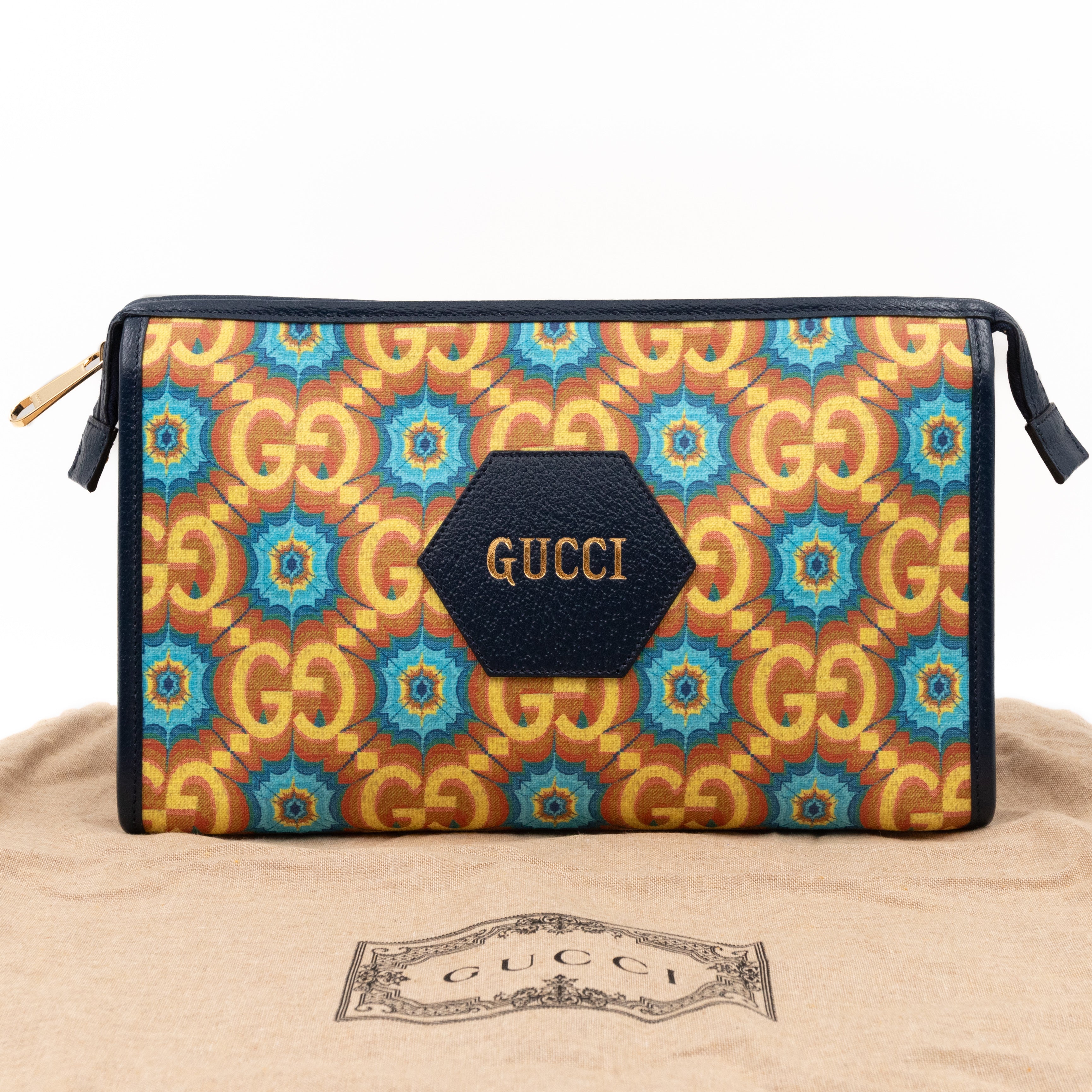 Gucci 100 Pouch Supreme Kaleidoscope Calfskin Leather