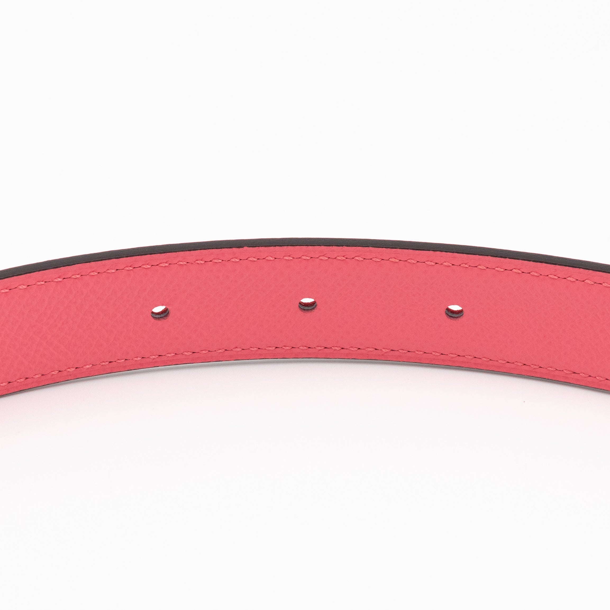 Mini Constance Buckle & Reversible Red and Rose Azalee Leather Belt 75 cm