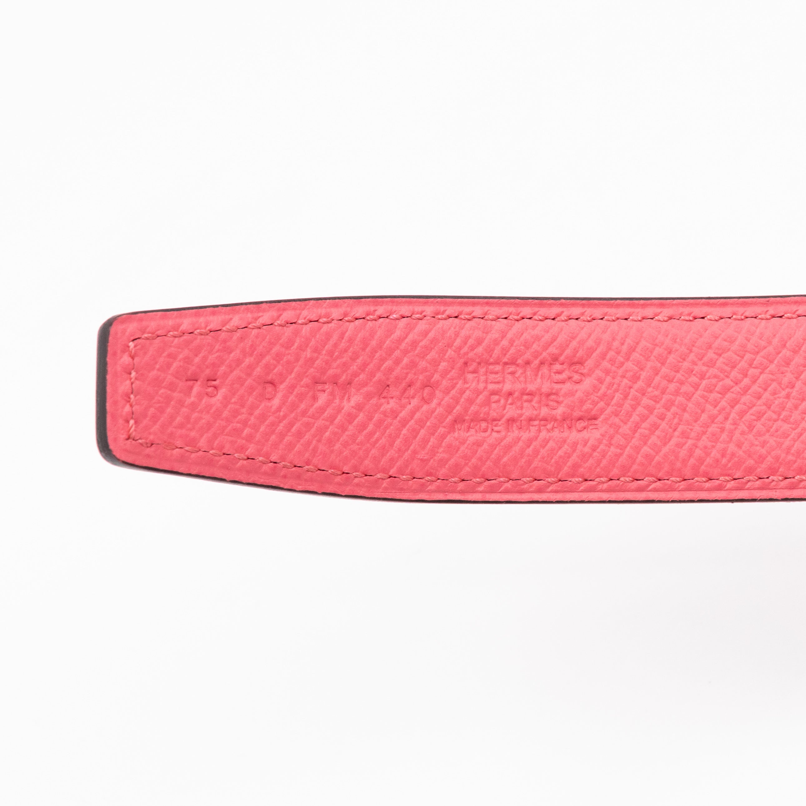 Mini Constance Buckle & Reversible Red and Rose Azalee Leather Belt 75 cm