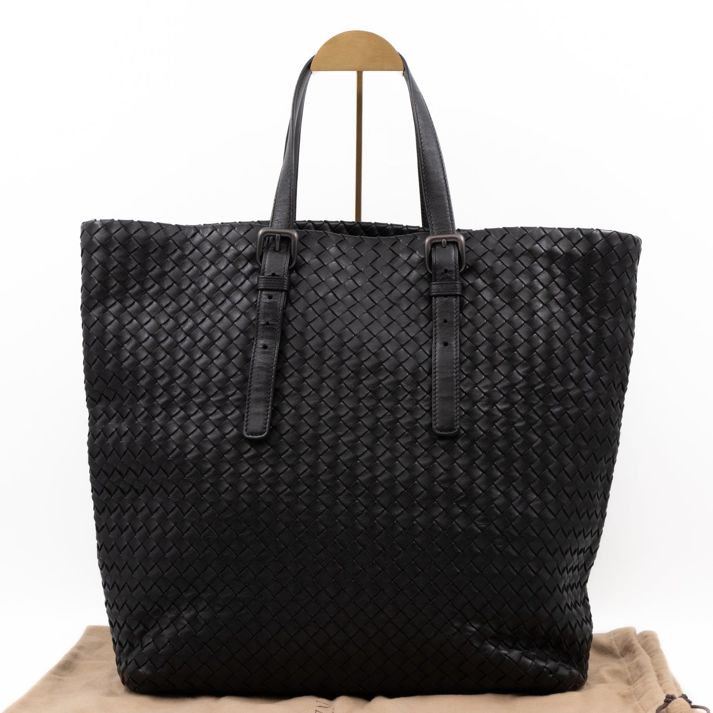 Vertical Tote Small Intrecciato Black Leather