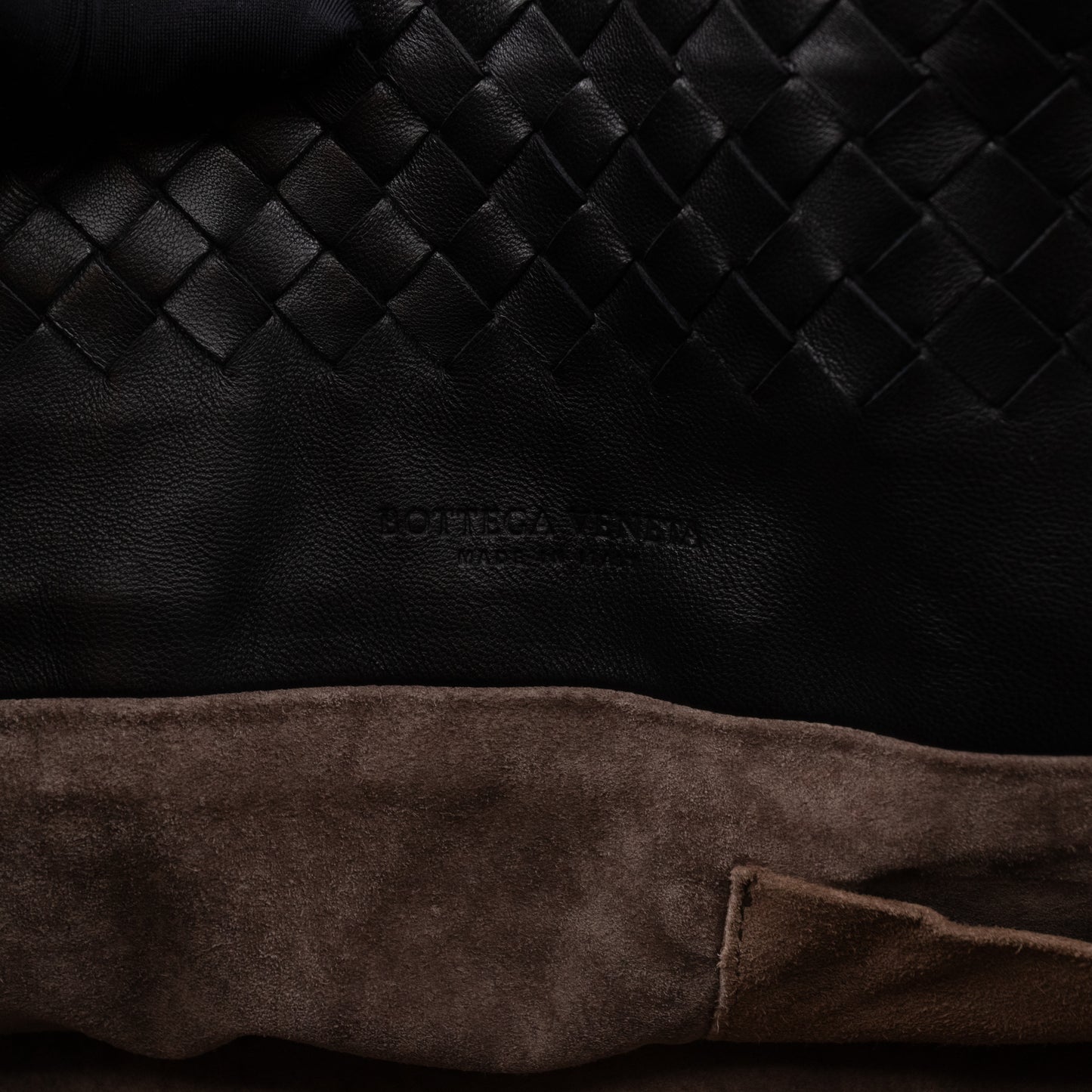 Vertical Tote Small Intrecciato Black Leather