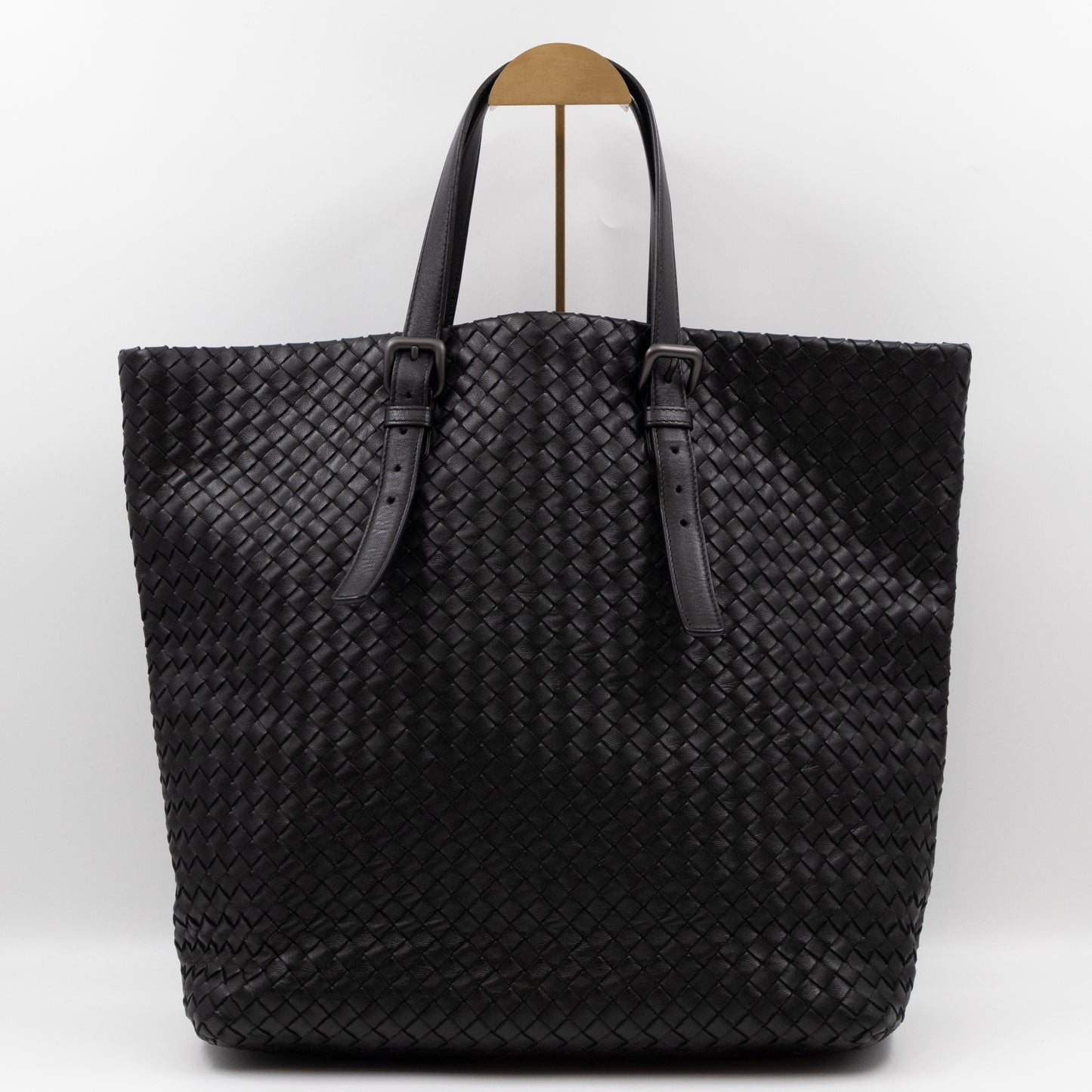 Vertical Tote Small Intrecciato Black Leather