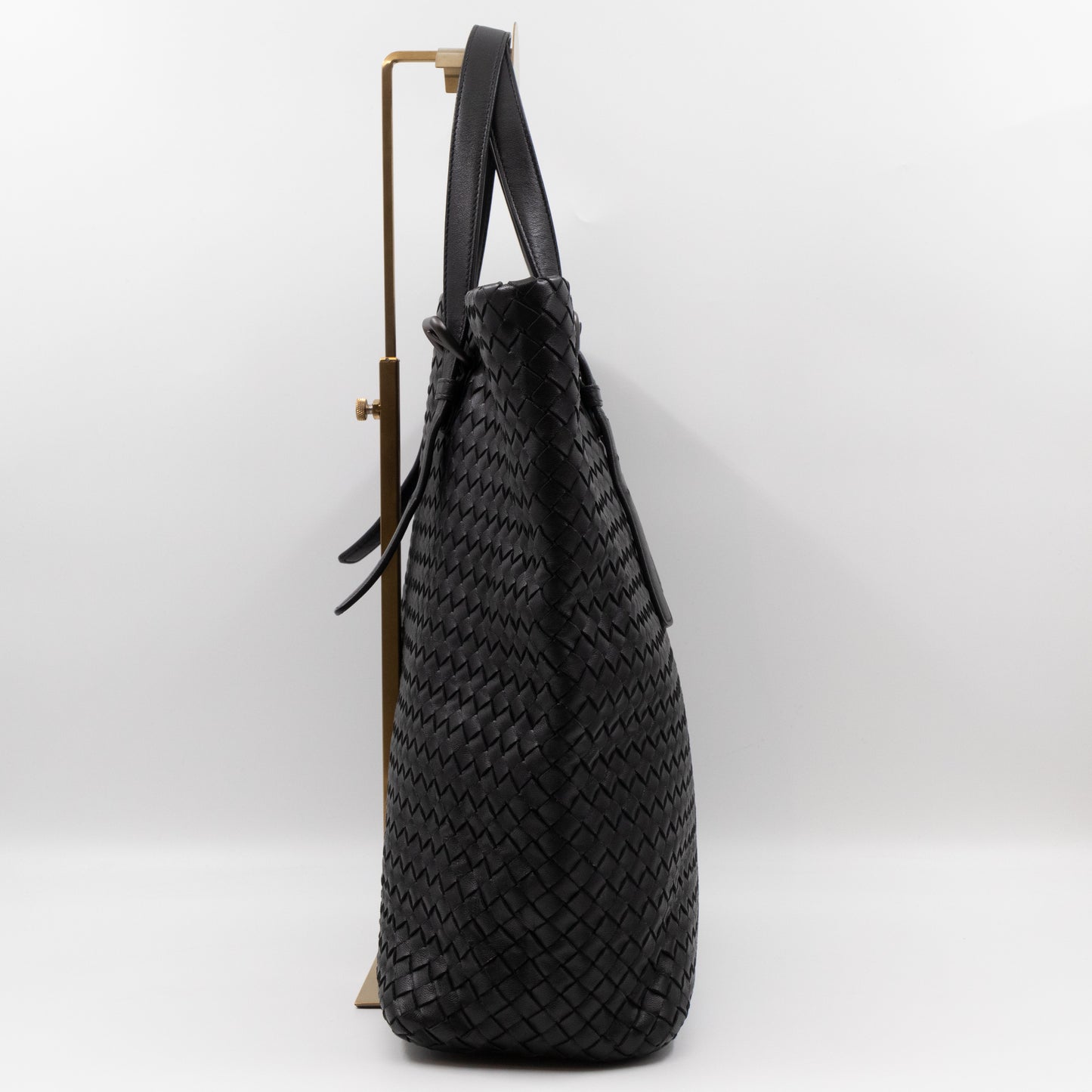 Vertical Tote Small Intrecciato Black Leather