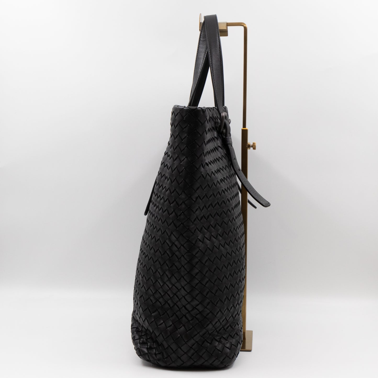 Vertical Tote Small Intrecciato Black Leather