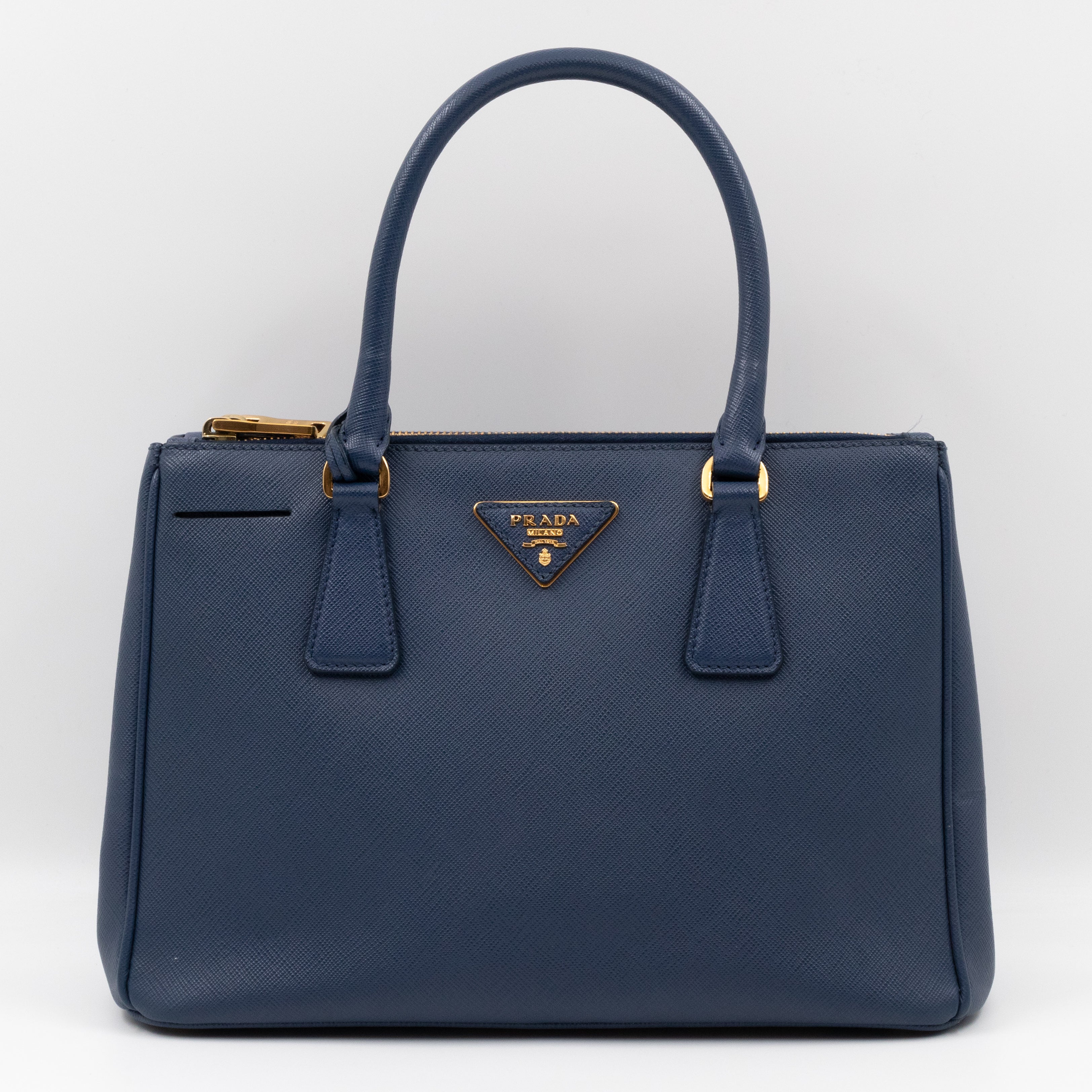 Galleria Small Double Zip Blue Saffiano