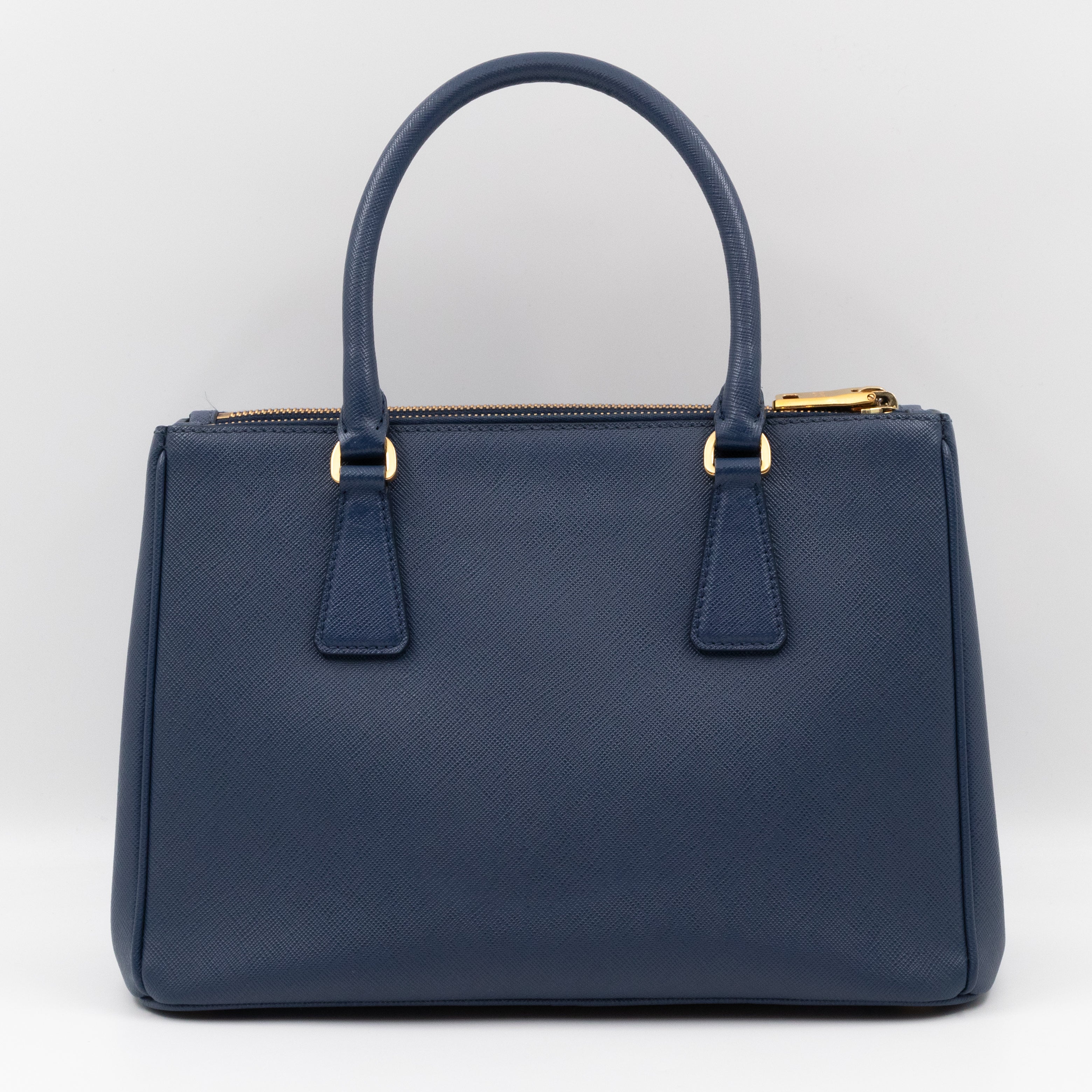 Galleria Small Double Zip Blue Saffiano