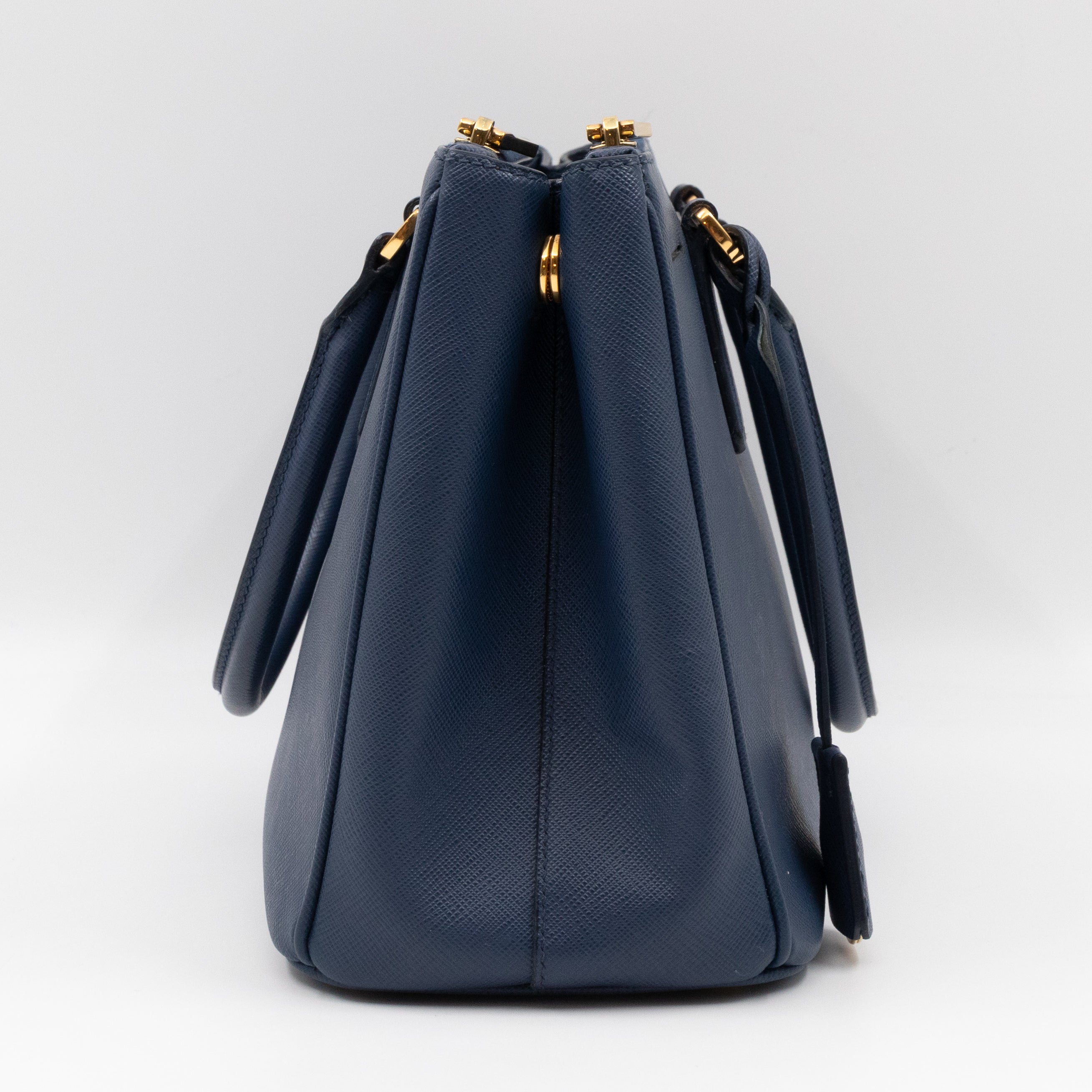 Galleria Small Double Zip Blue Saffiano