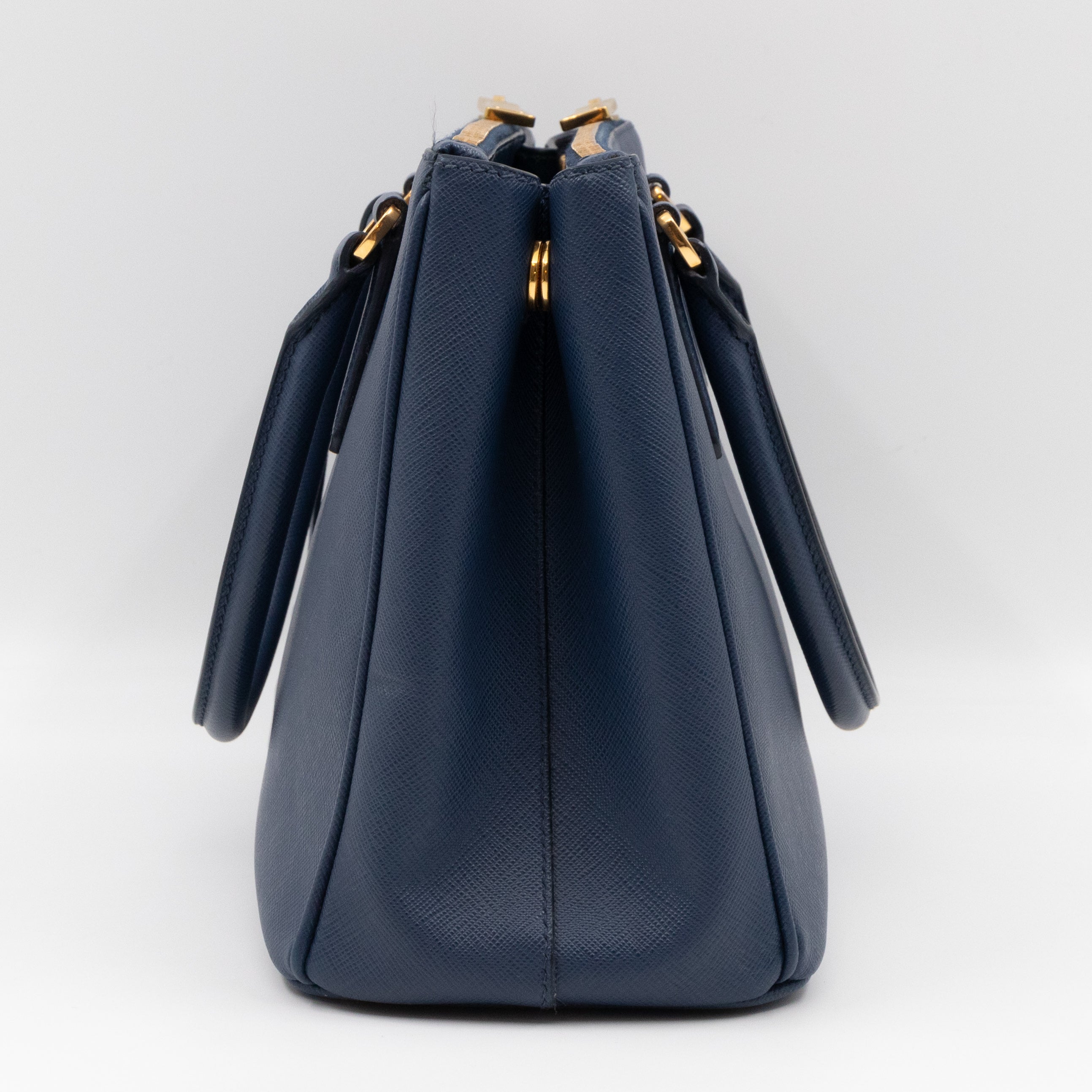 Galleria Small Double Zip Blue Saffiano