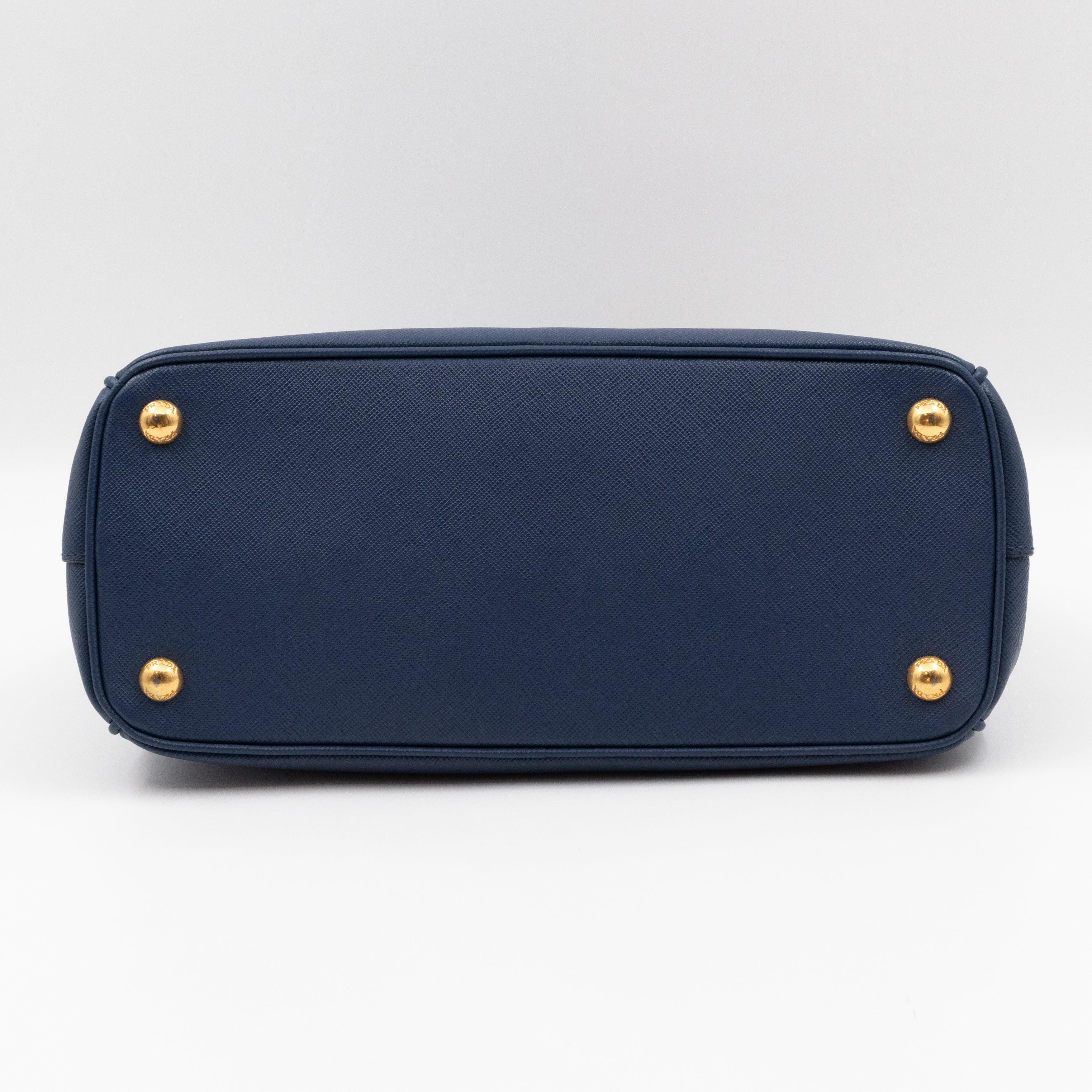 Galleria Small Double Zip Blue Saffiano