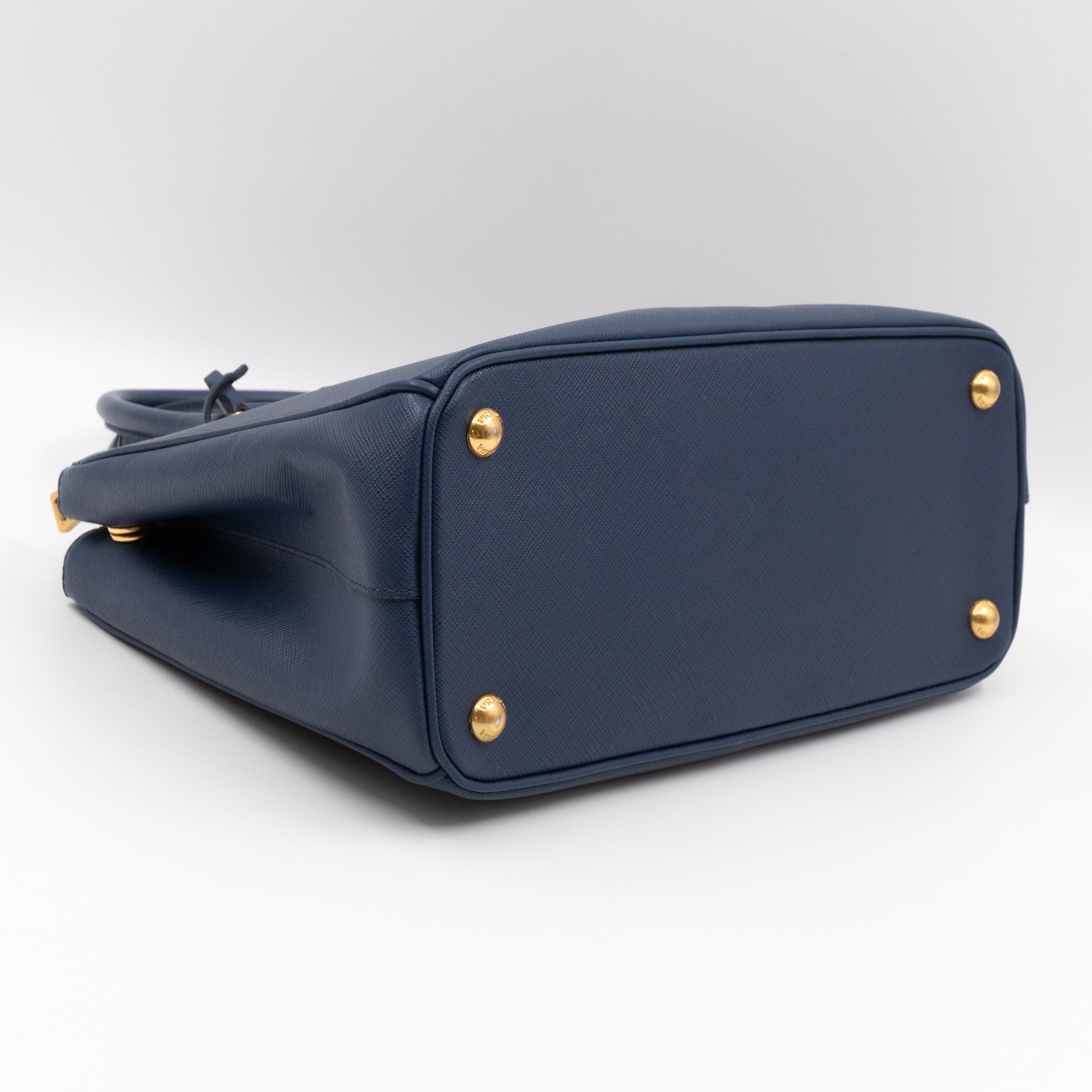 Galleria Small Double Zip Blue Saffiano