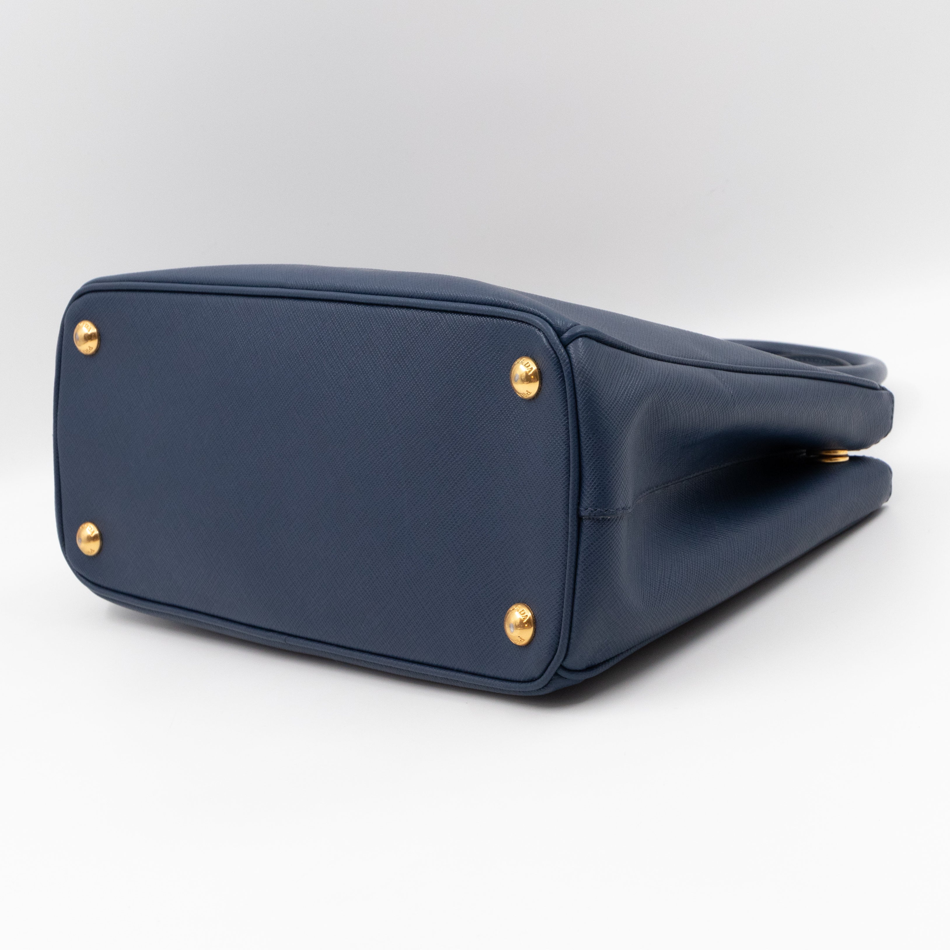 Galleria Small Double Zip Blue Saffiano