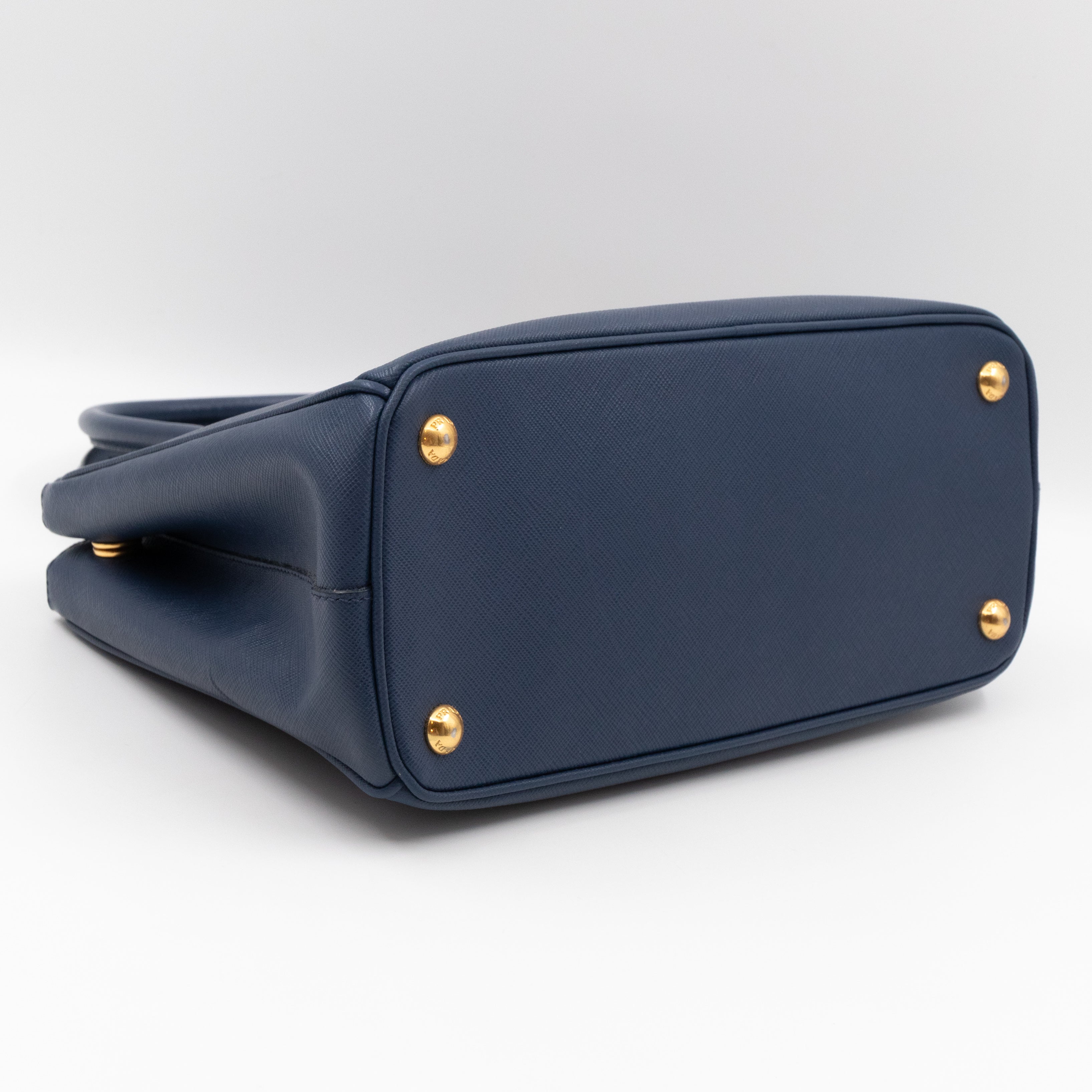 Galleria Small Double Zip Blue Saffiano