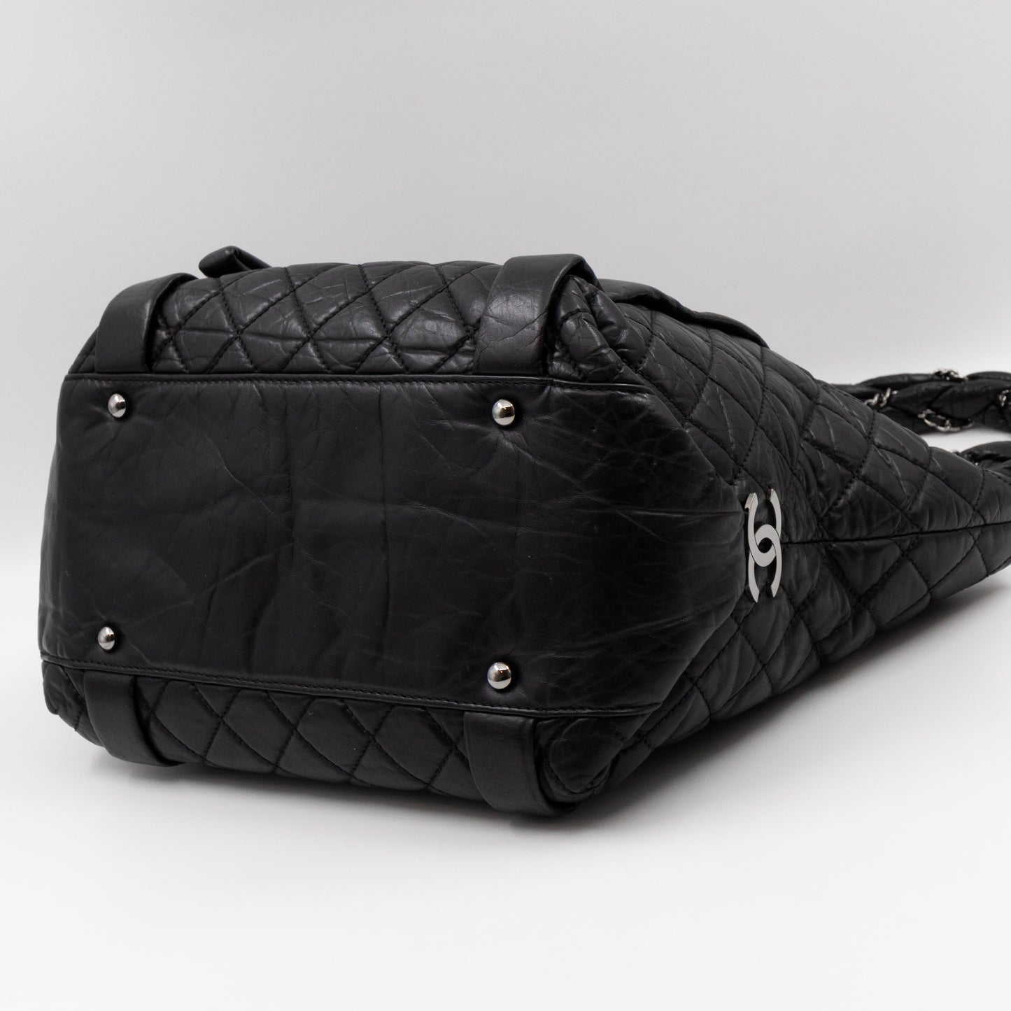 Lady Braid Shopping Tote Black Leather