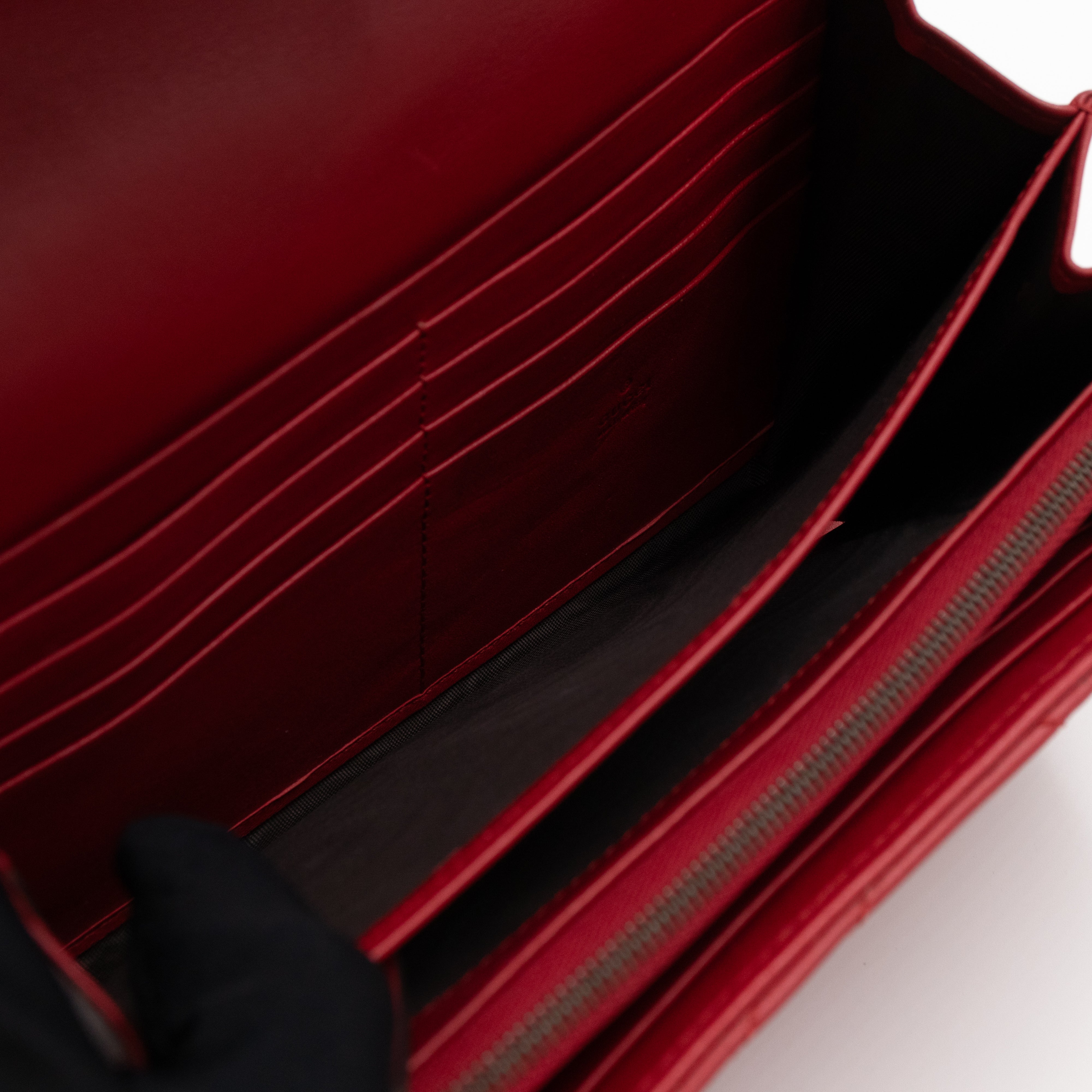 GG Marmont Matelasse Chain Wallet Red Leather