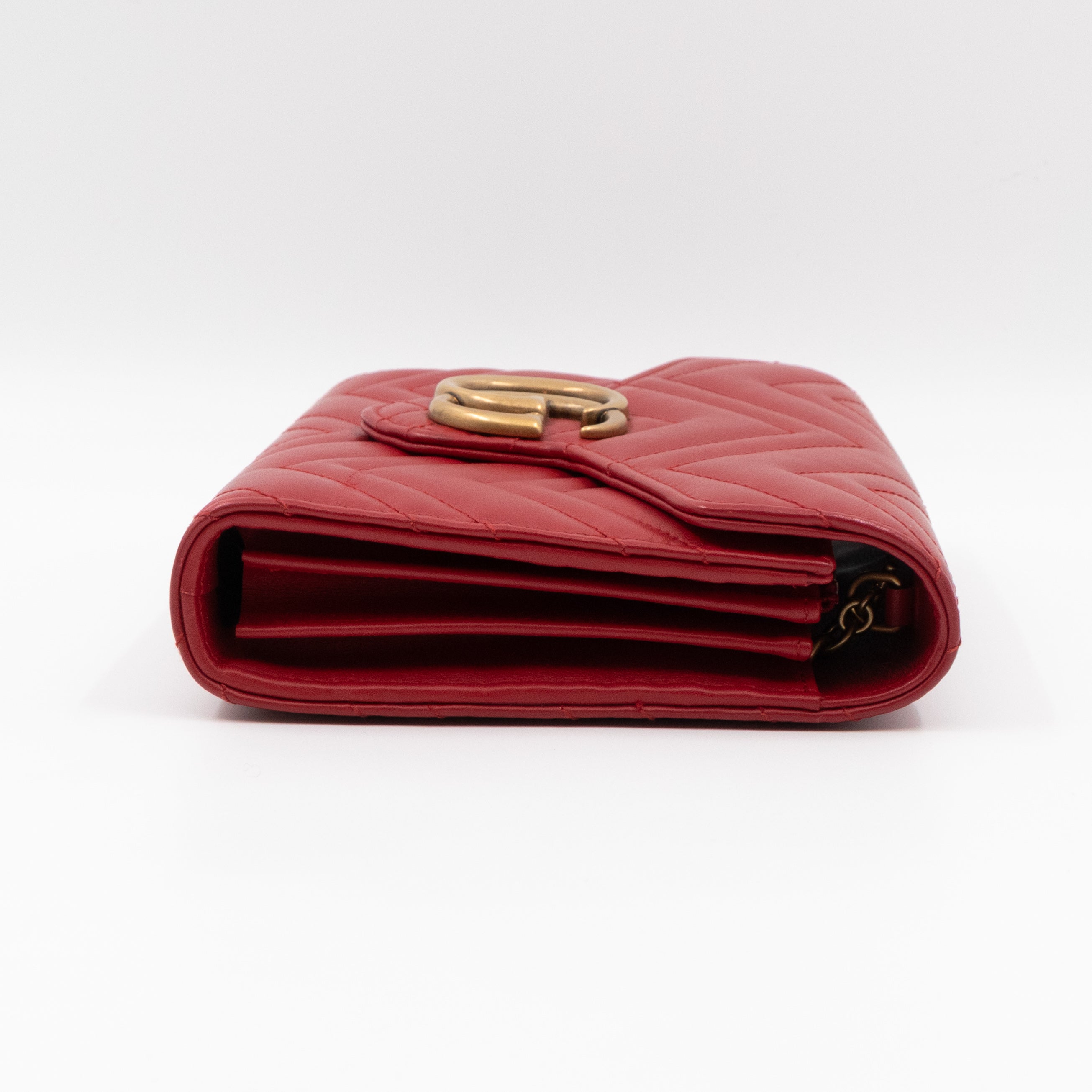 GG Marmont Matelasse Chain Wallet Red Leather