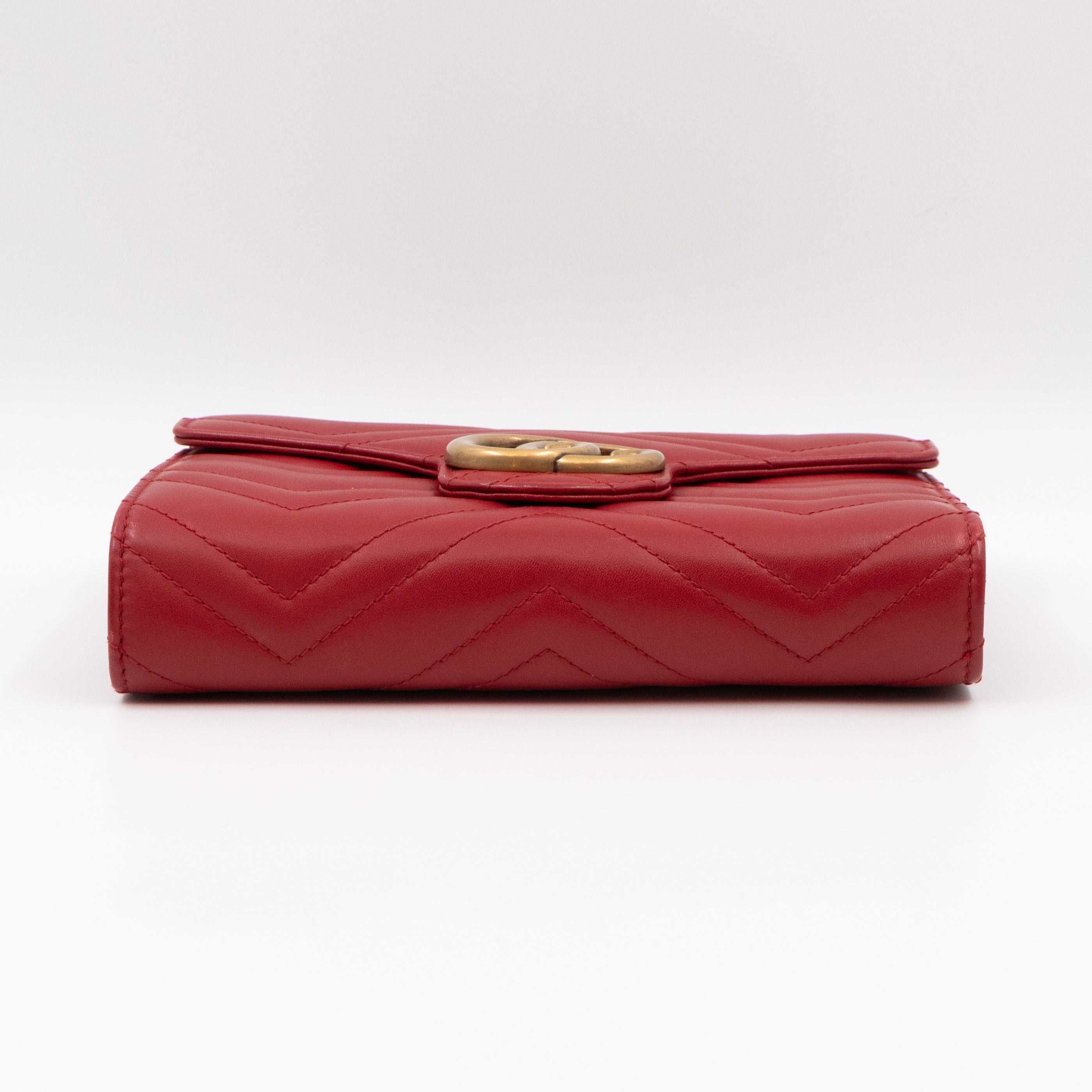 GG Marmont Matelasse Chain Wallet Red Leather