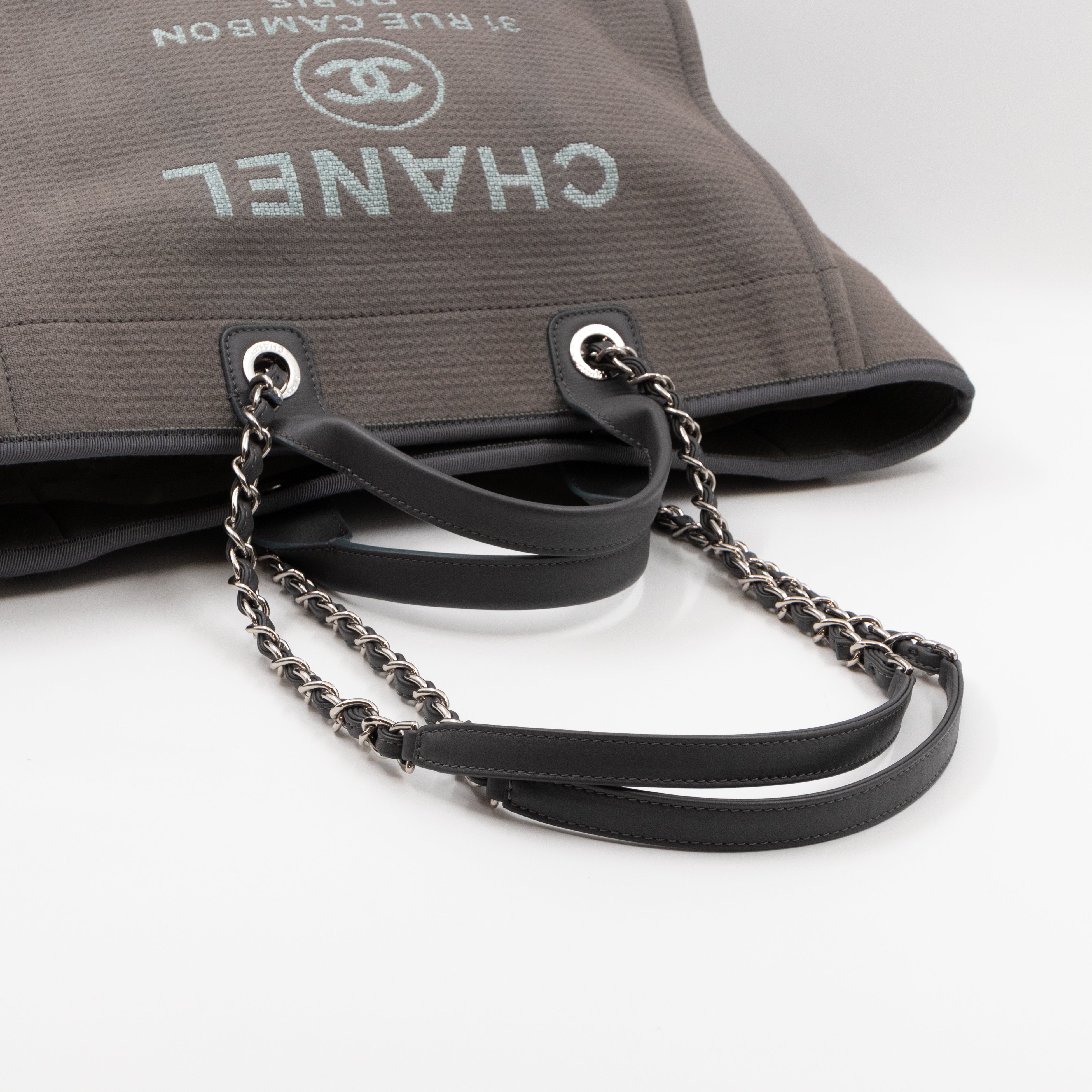 Deauville Fabric Large Tote with Pouch Grey Canvas